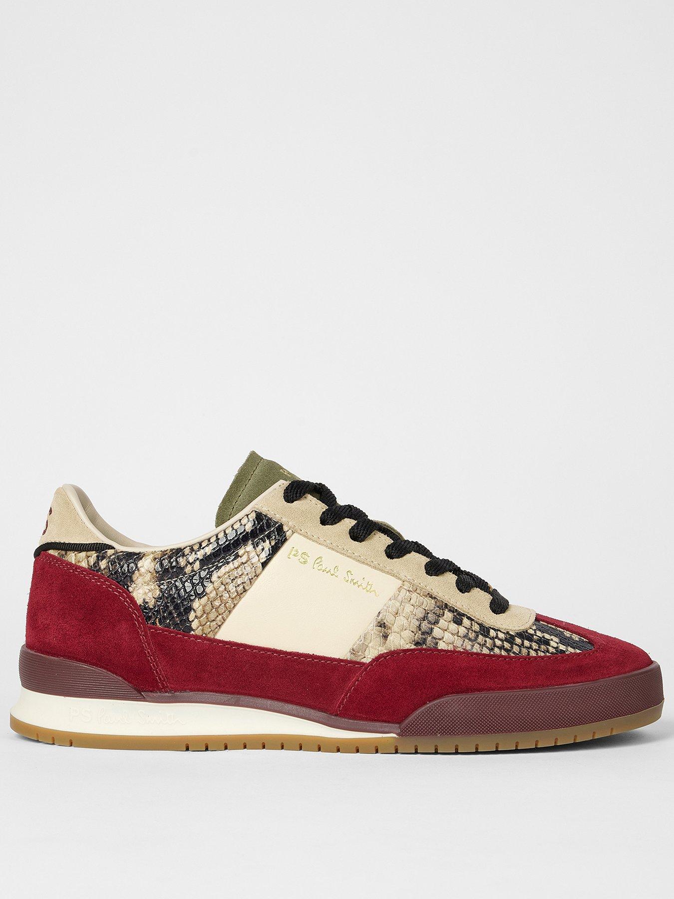 PS PAUL SMITH Womens Shoe Dover Bordo Snake Print Trainers - Red