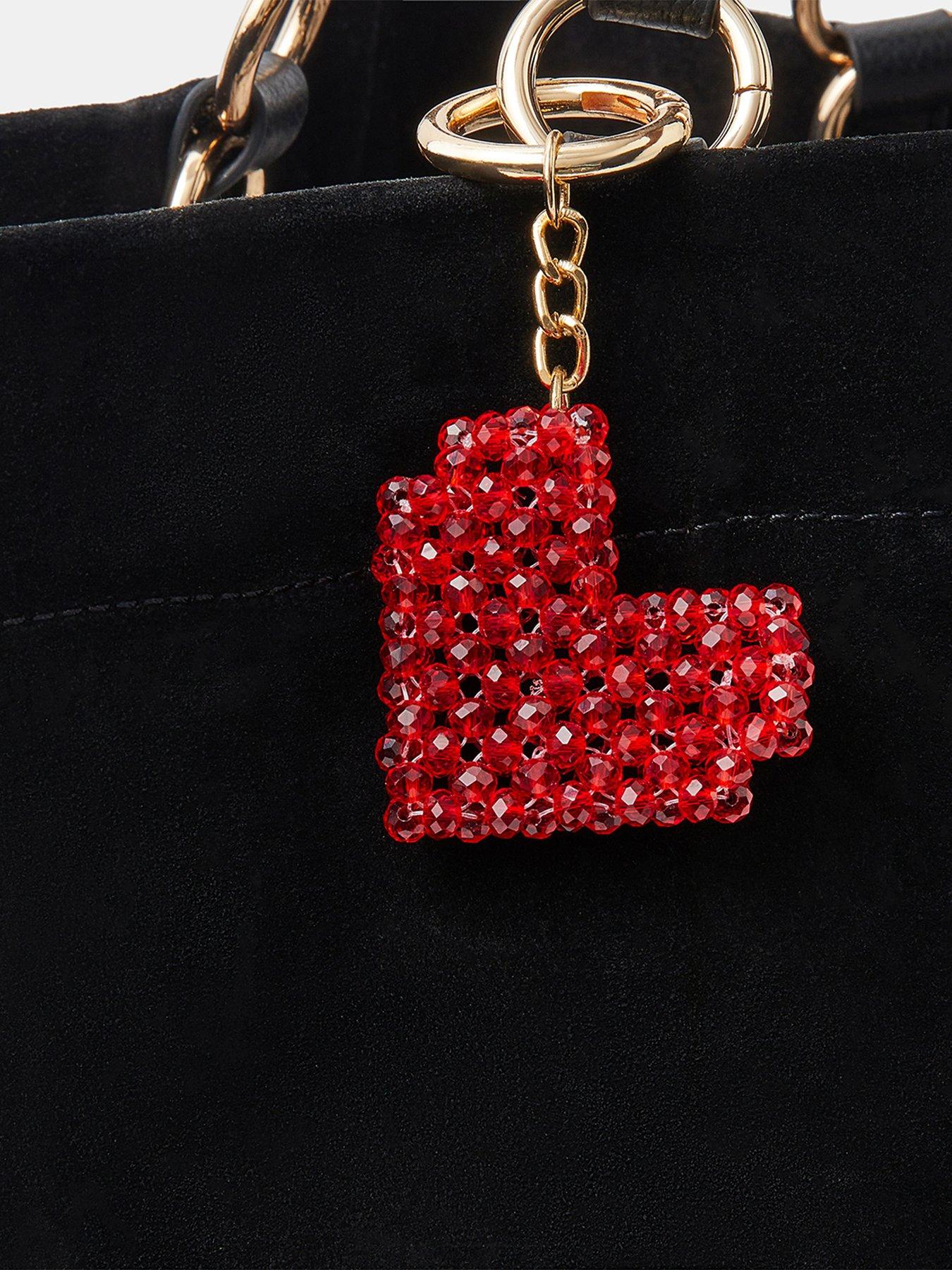 Image 2 of 2 of Accessorize Beaded Heart Bag Charm