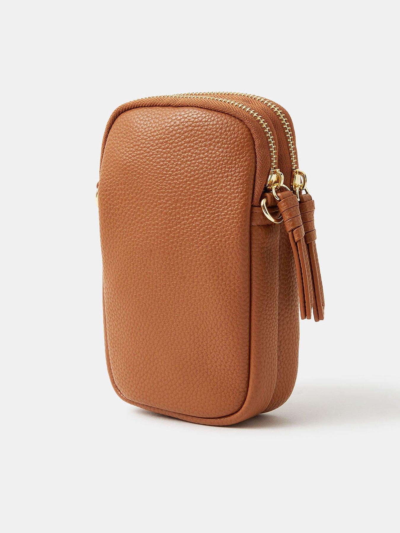  image of accessorize-double-pouch-phone-bag-brown