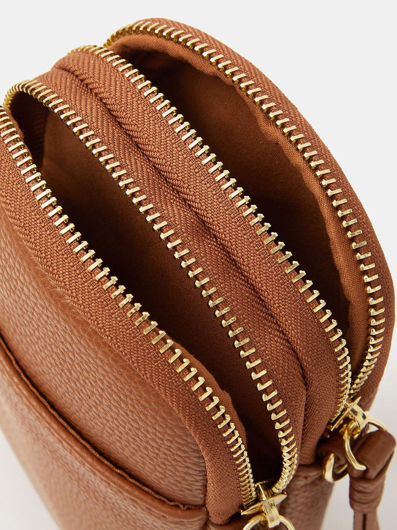  image of accessorize-double-pouch-phone-bag-brown