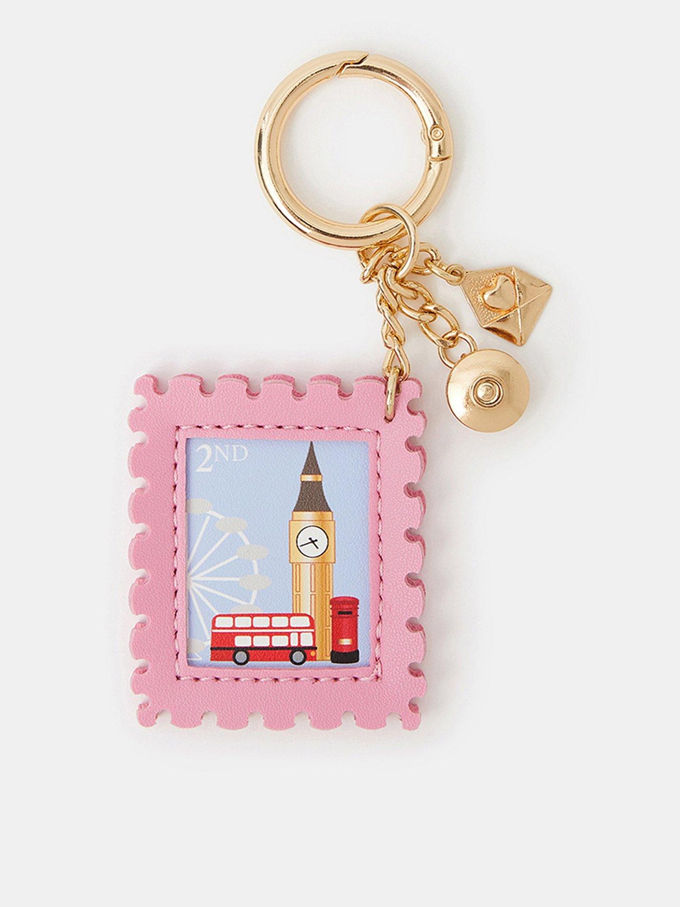 Image 1 of 3 of Accessorize London Postage Stamp Bag Charm