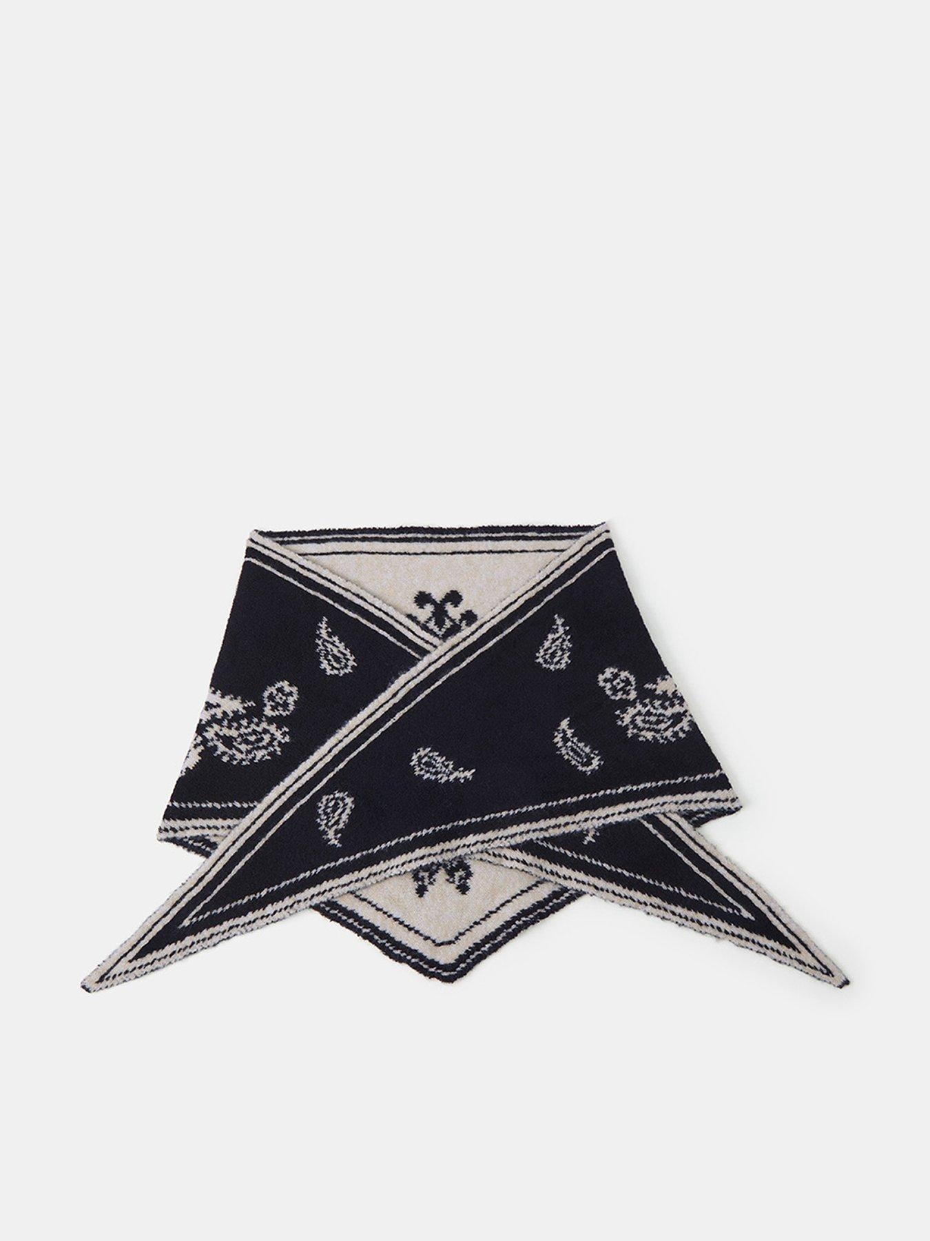 Image 1 of 4 of Accessorize Womens Large Paisley Knit Triangle Scarf - Black