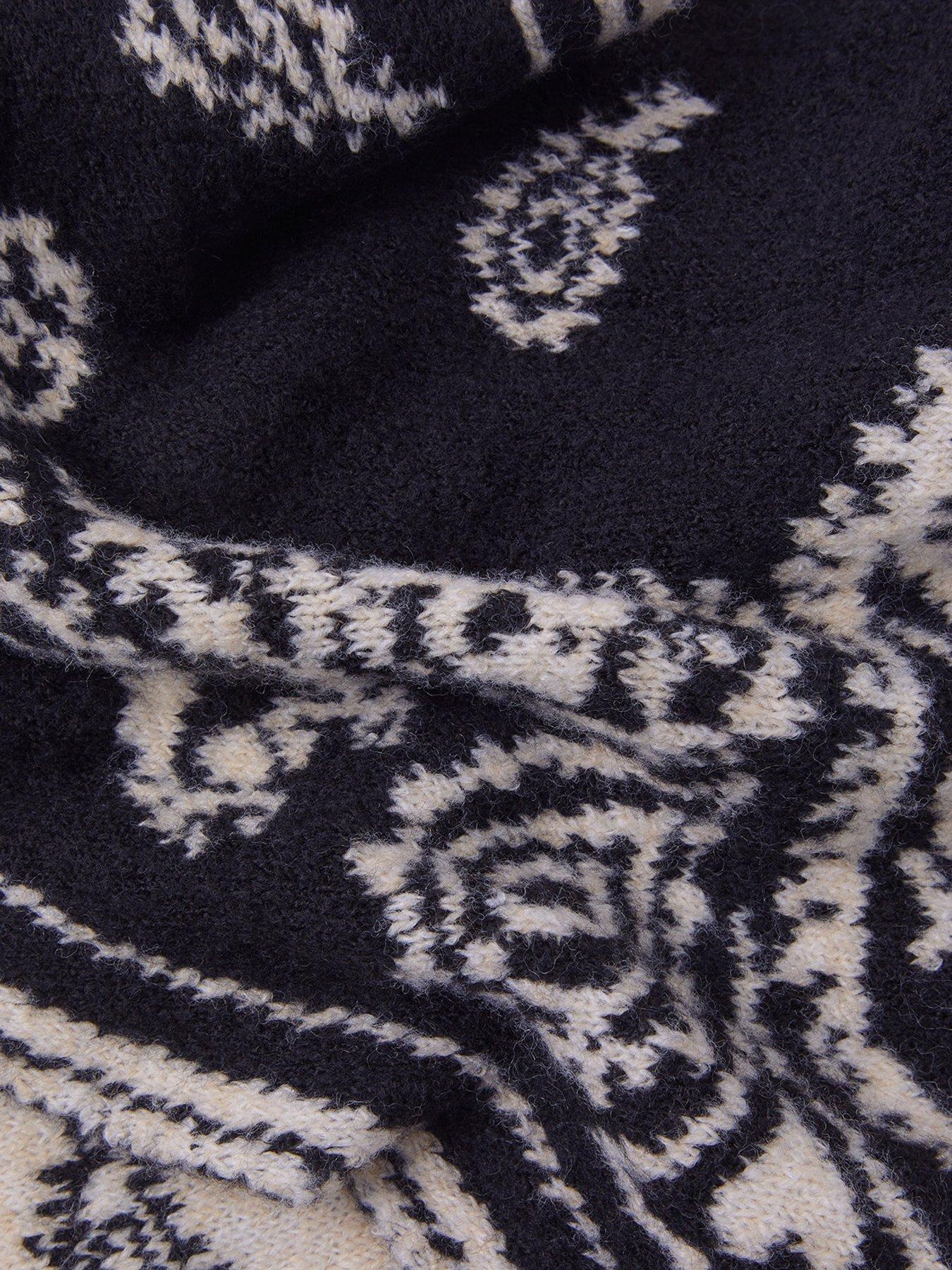 Image 3 of 4 of Accessorize Womens Large Paisley Knit Triangle Scarf - Black
