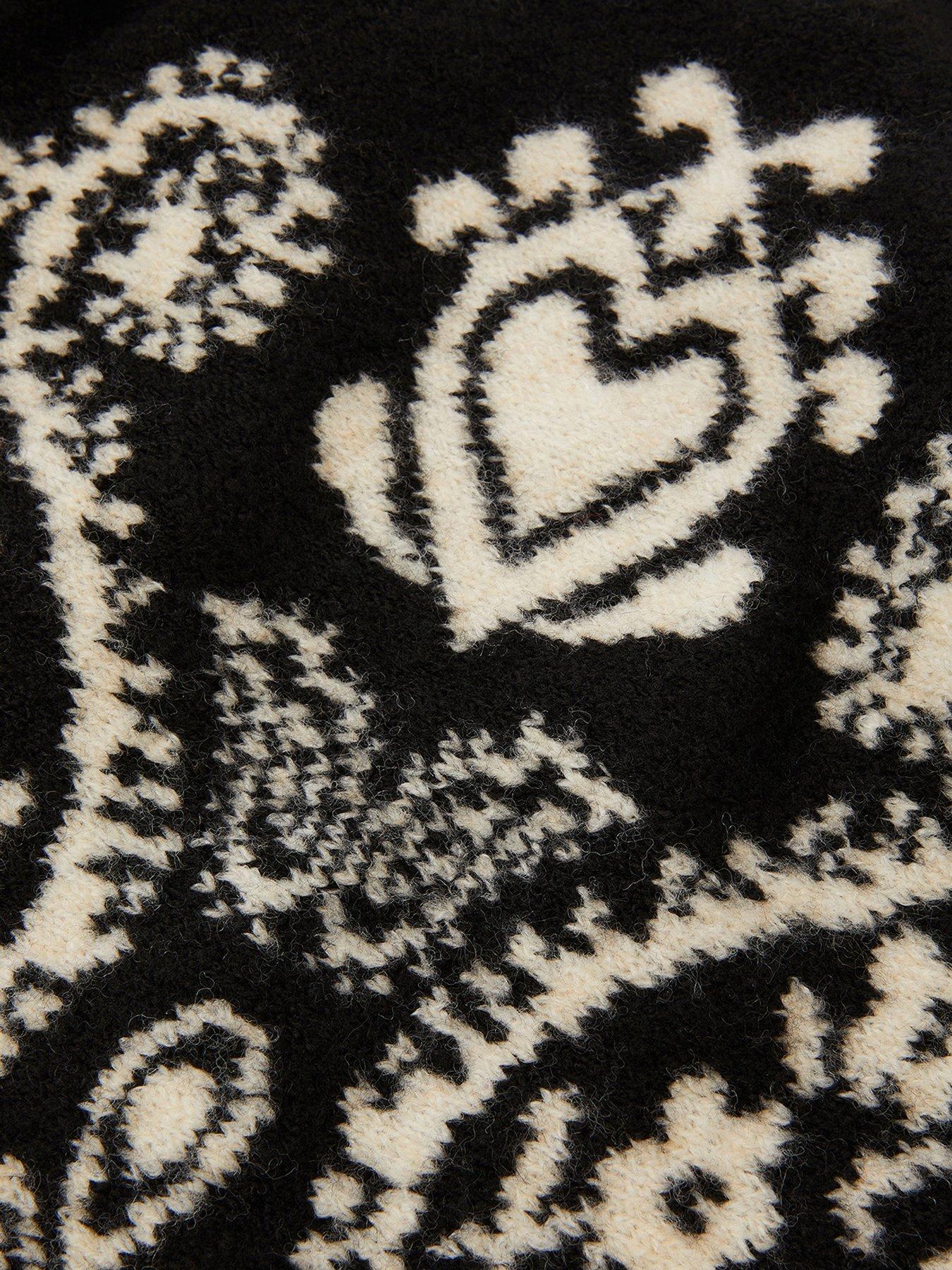 Image 4 of 4 of Accessorize Womens Large Paisley Knit Triangle Scarf - Black