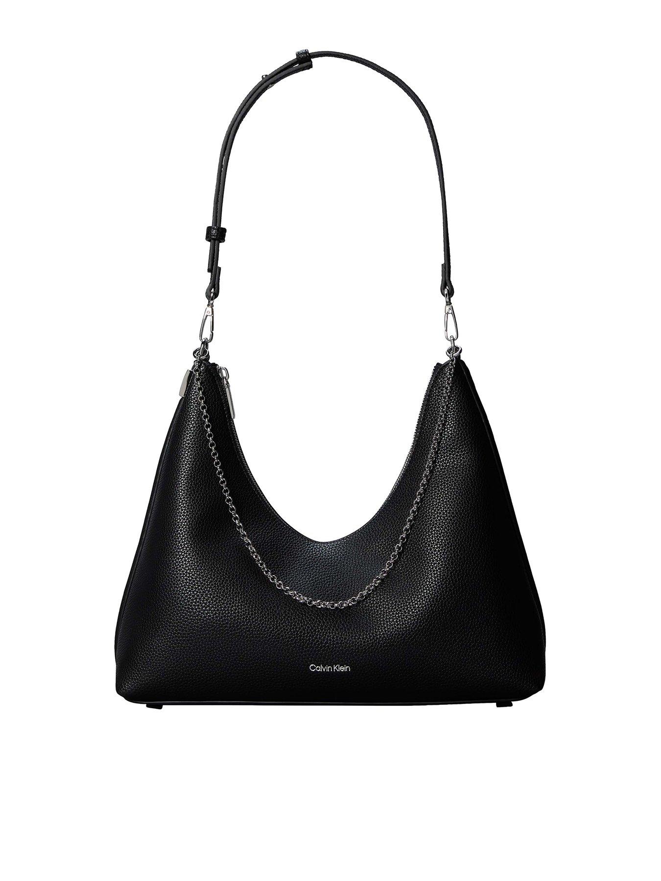 Calvin Klein Pebbled Jewellery Chain Hobo Bag - Black