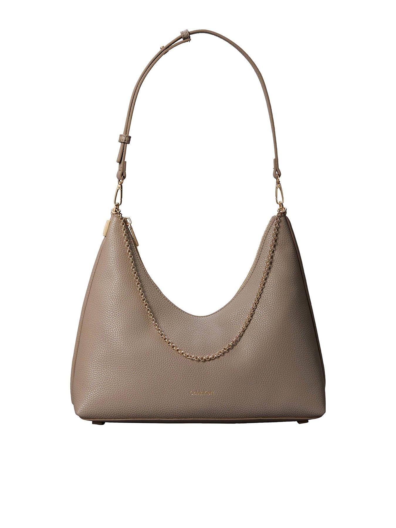 Calvin Klein Pebbled Jewellery Chain Hobo Bag - Beige