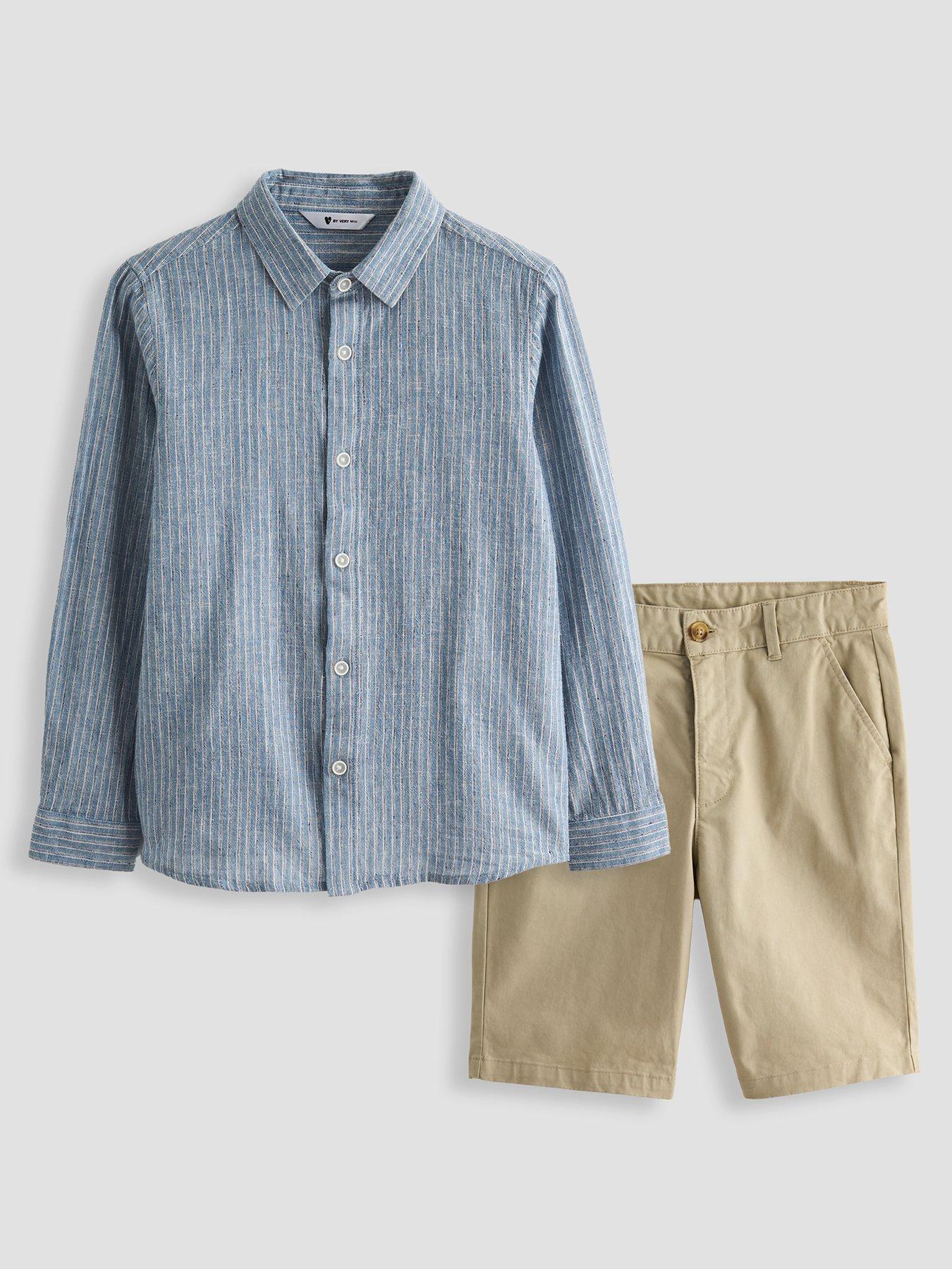 The Very Collection Boys Stripe Shirt And Chino Short Outfit Set - Multi