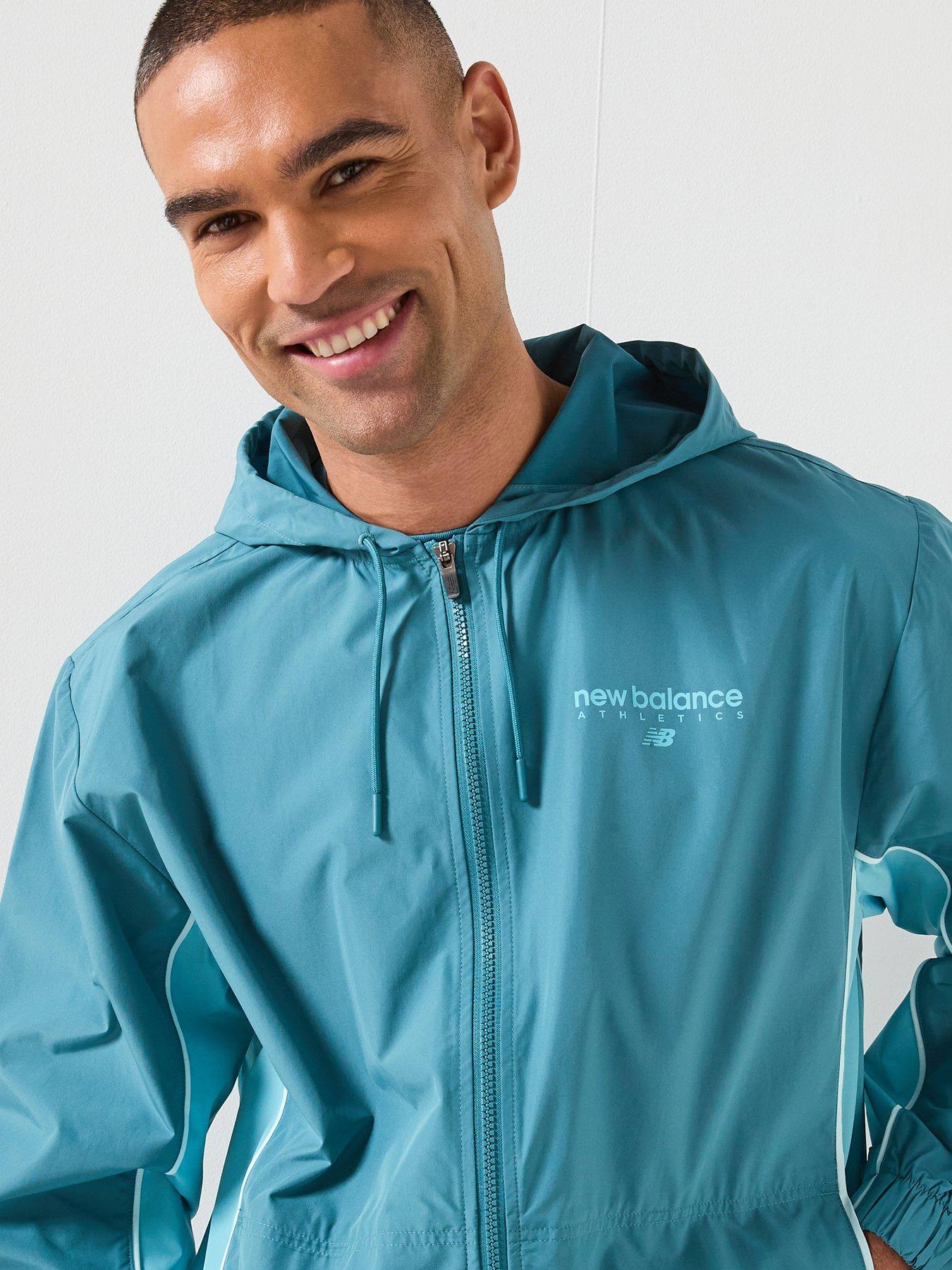 Image 4 of 6 of New Balance Mens Linear Graphic Woven Jacket - Blue
