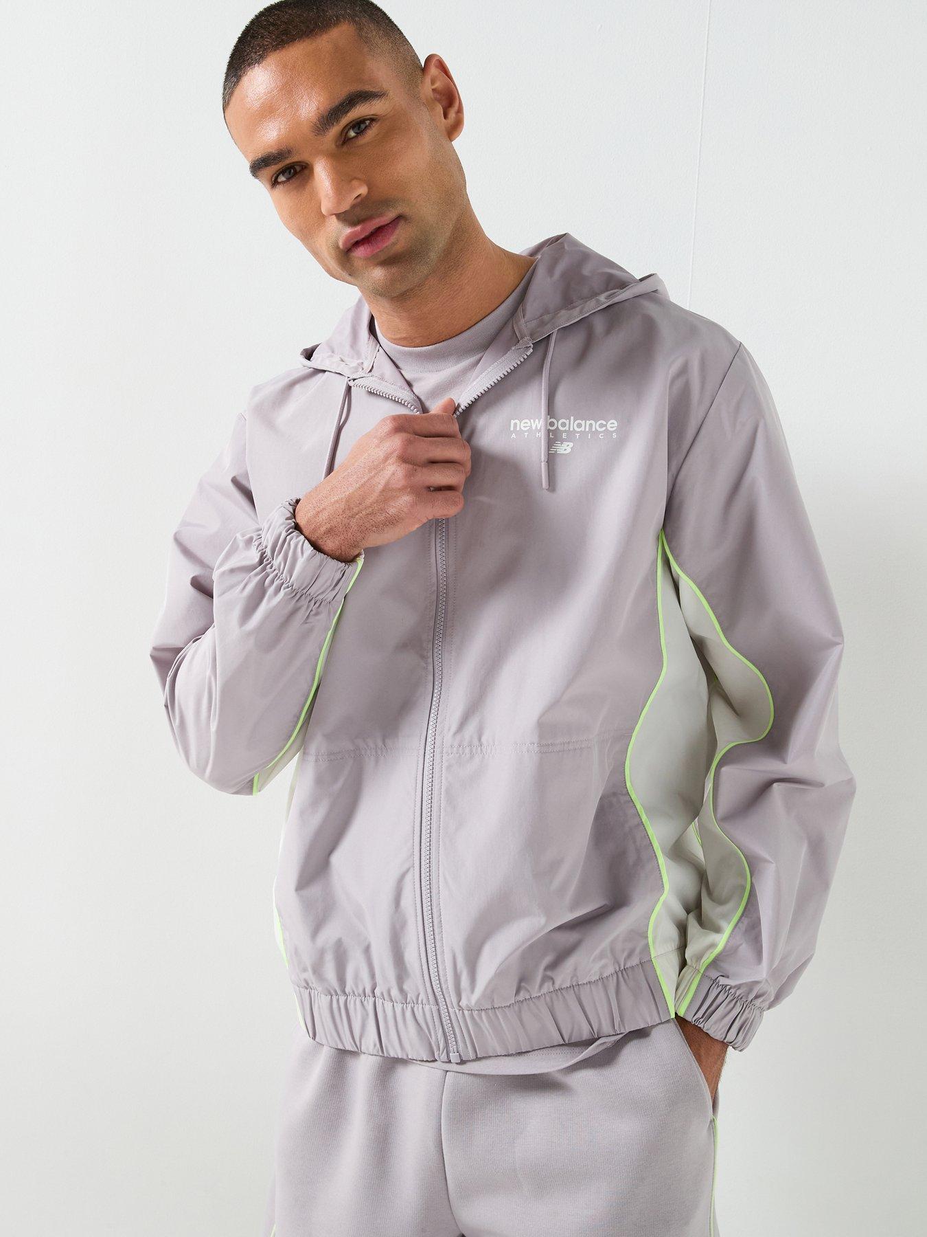 Image 1 of 5 of New Balance Mens Linear Graphic Woven Jacket - Grey
