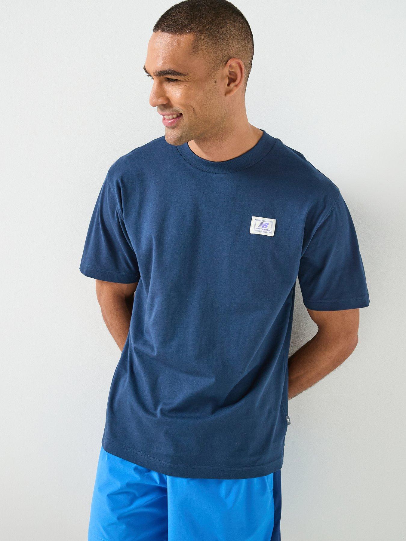  image of new-balance-mens-woven-label-t-shirt-blue