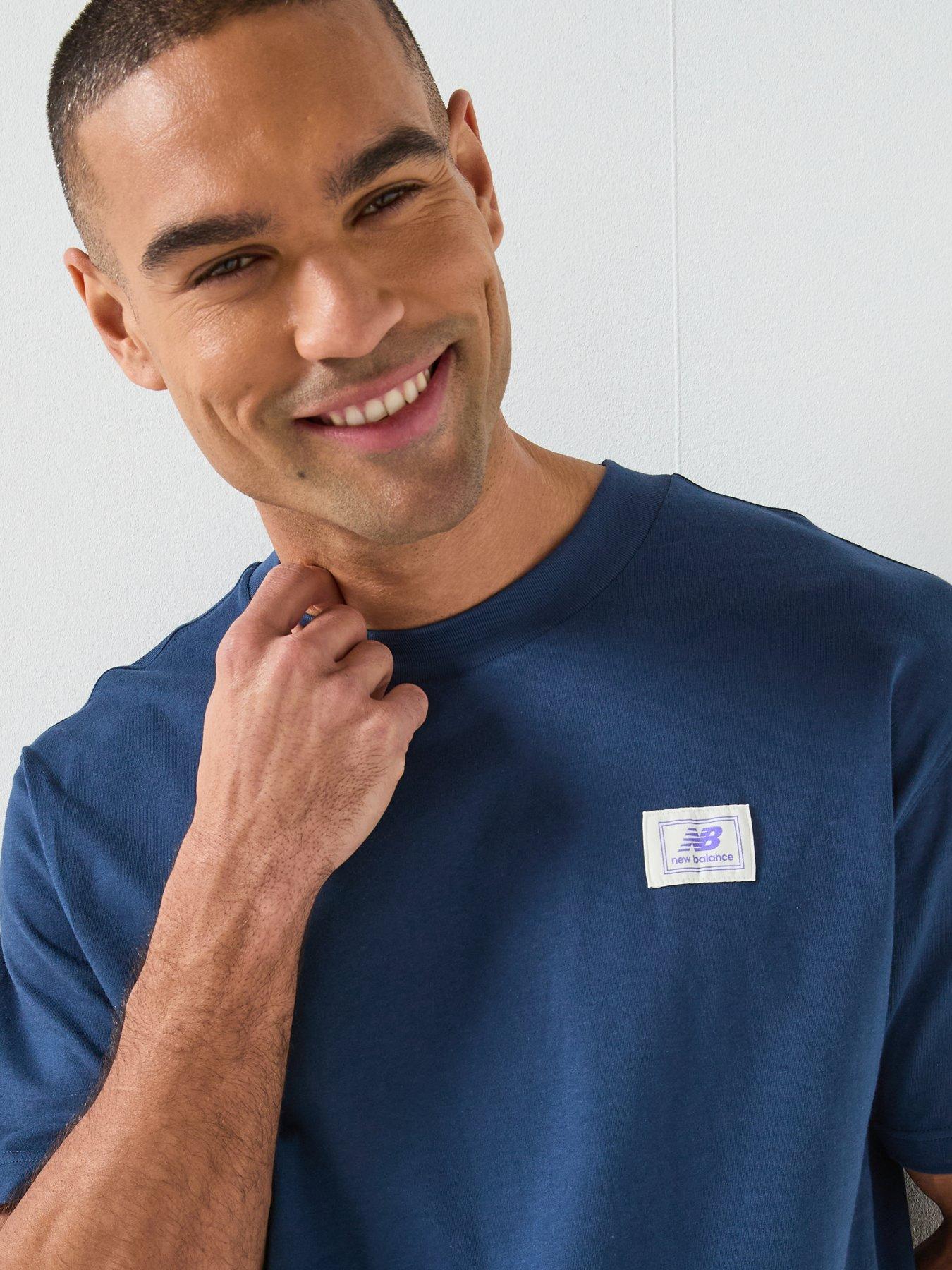  image of new-balance-mens-woven-label-t-shirt-blue