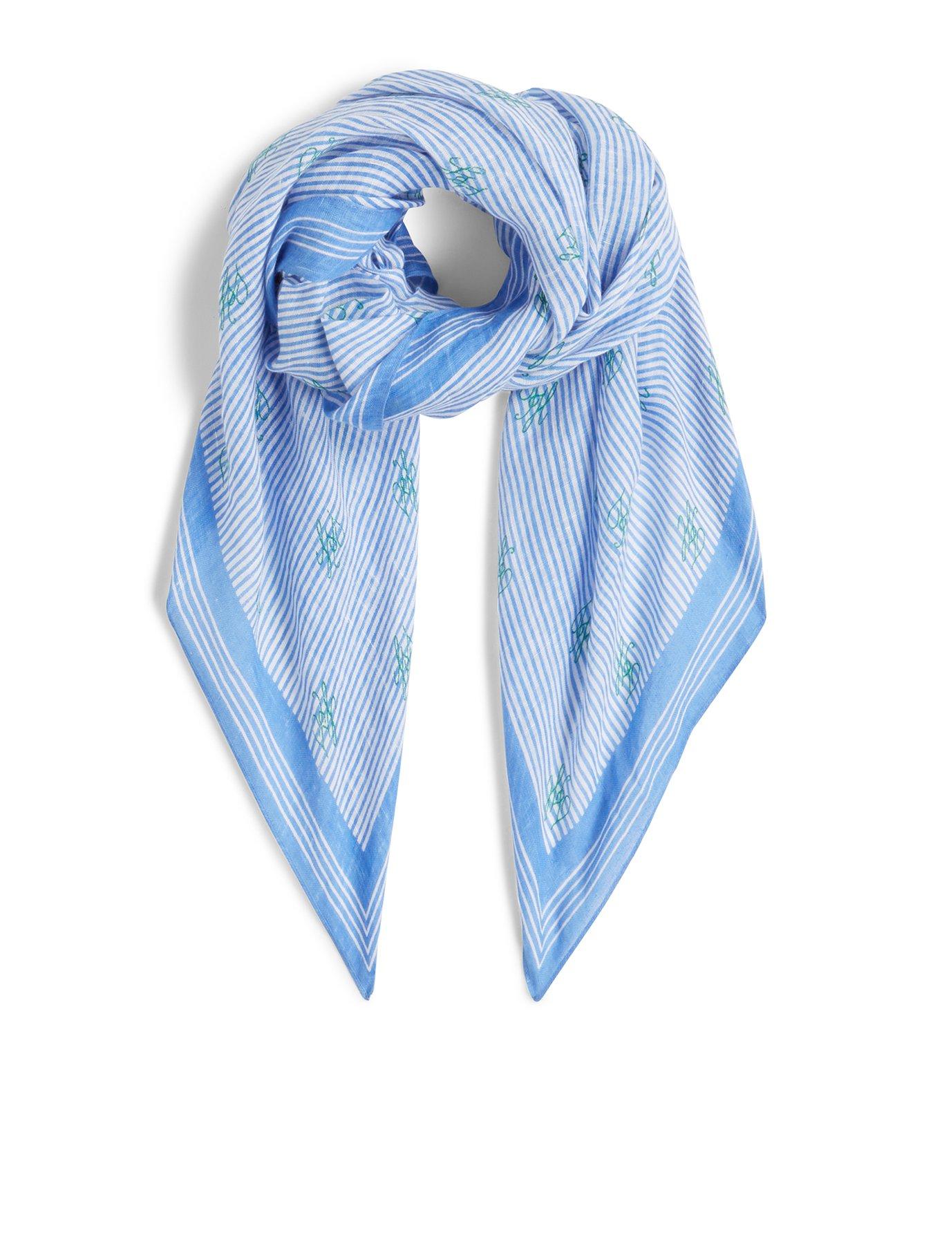 Tommy Hilfiger Script Monogram Linen Square Scarf - Blue