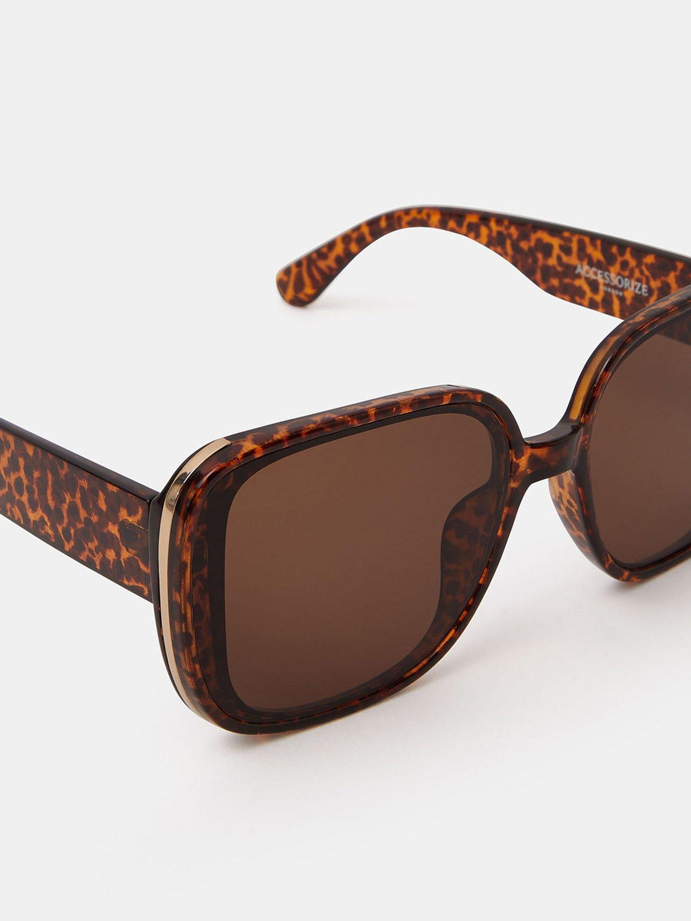  image of accessorize-square-leopard-print-sunglasses