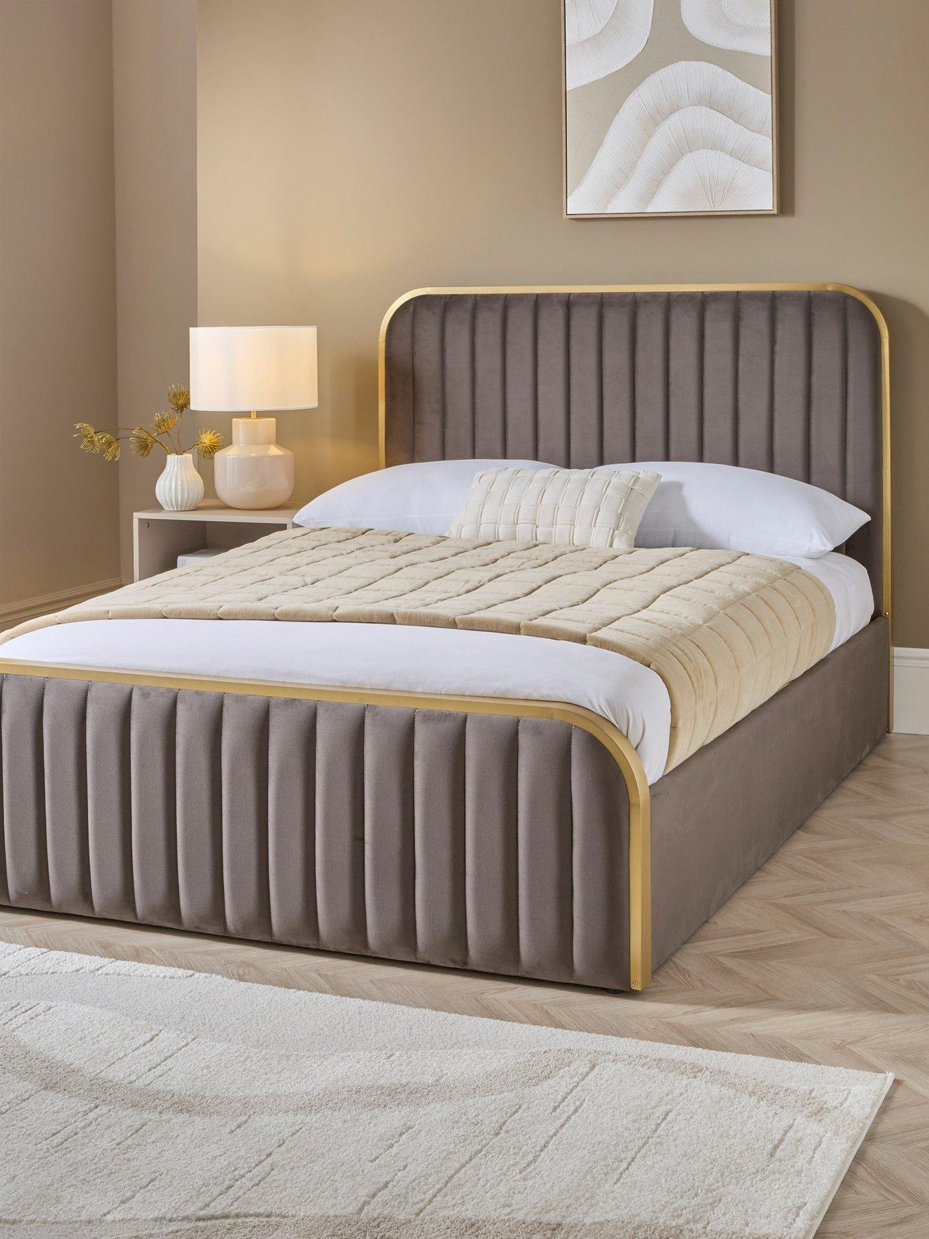 The Very Collection Muse Side Lift Up Storage Ottoman Bed with Mattress Options (Buy  &  SAVE!) - Charcoal - FSC® Certified