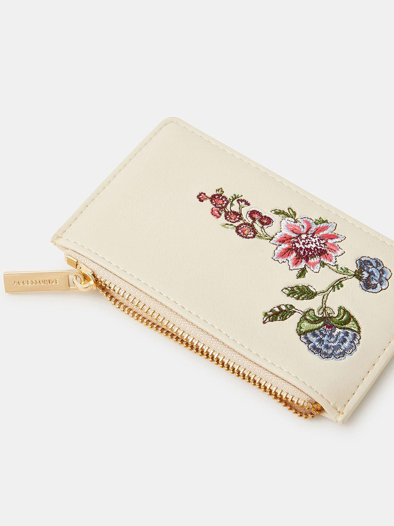  image of accessorize-floral-embroidered-card-holder