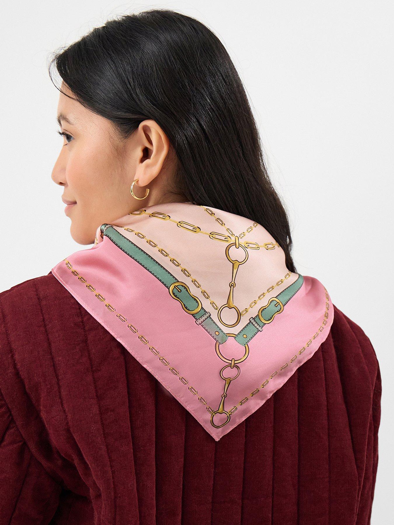 stillFront image of accessorize-chain-print-square-satin-scarf