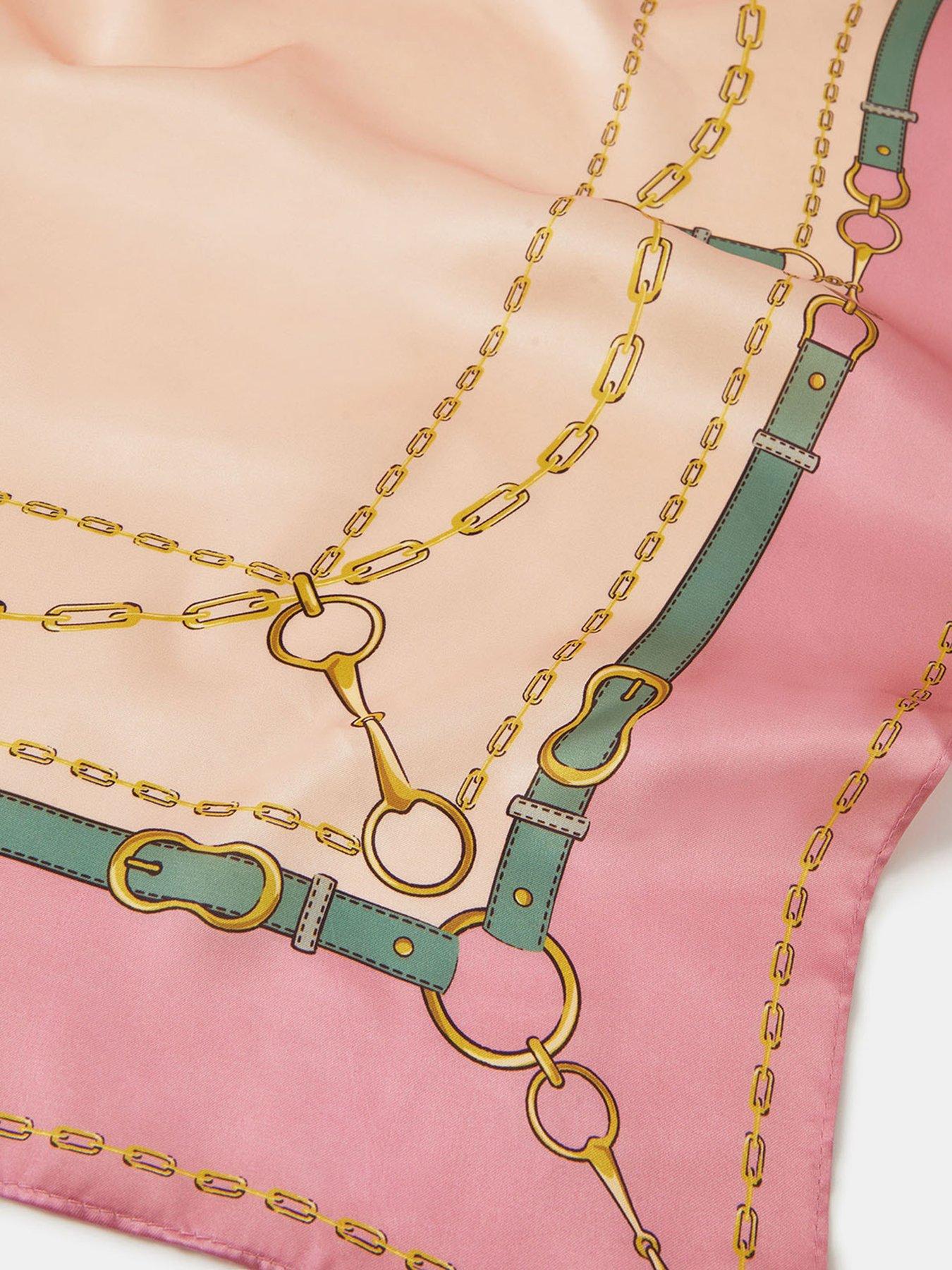  image of accessorize-chain-print-square-satin-scarf