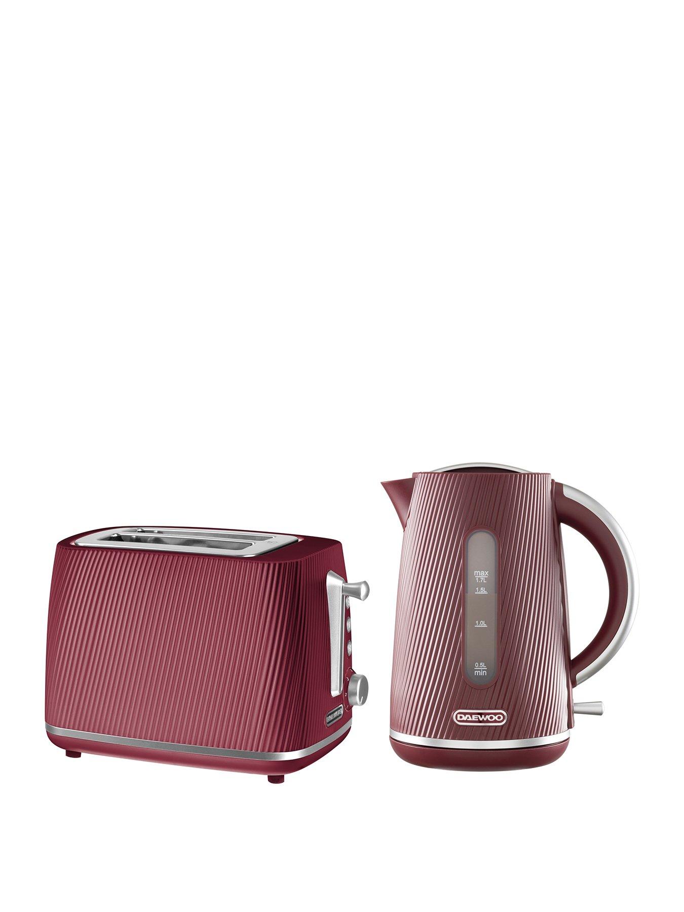 Daewoo Cascade 1.7L Kettle  &  2 Slice Toaster Bundle - Ruby