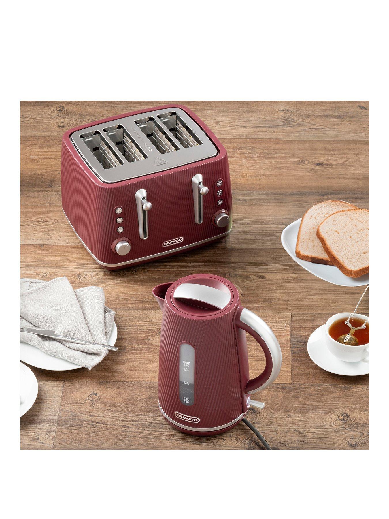 Image 1 of 4 of Daewoo Cascade 1.7L Kettle &amp; 4 Slice Toaster Bundle - Ruby