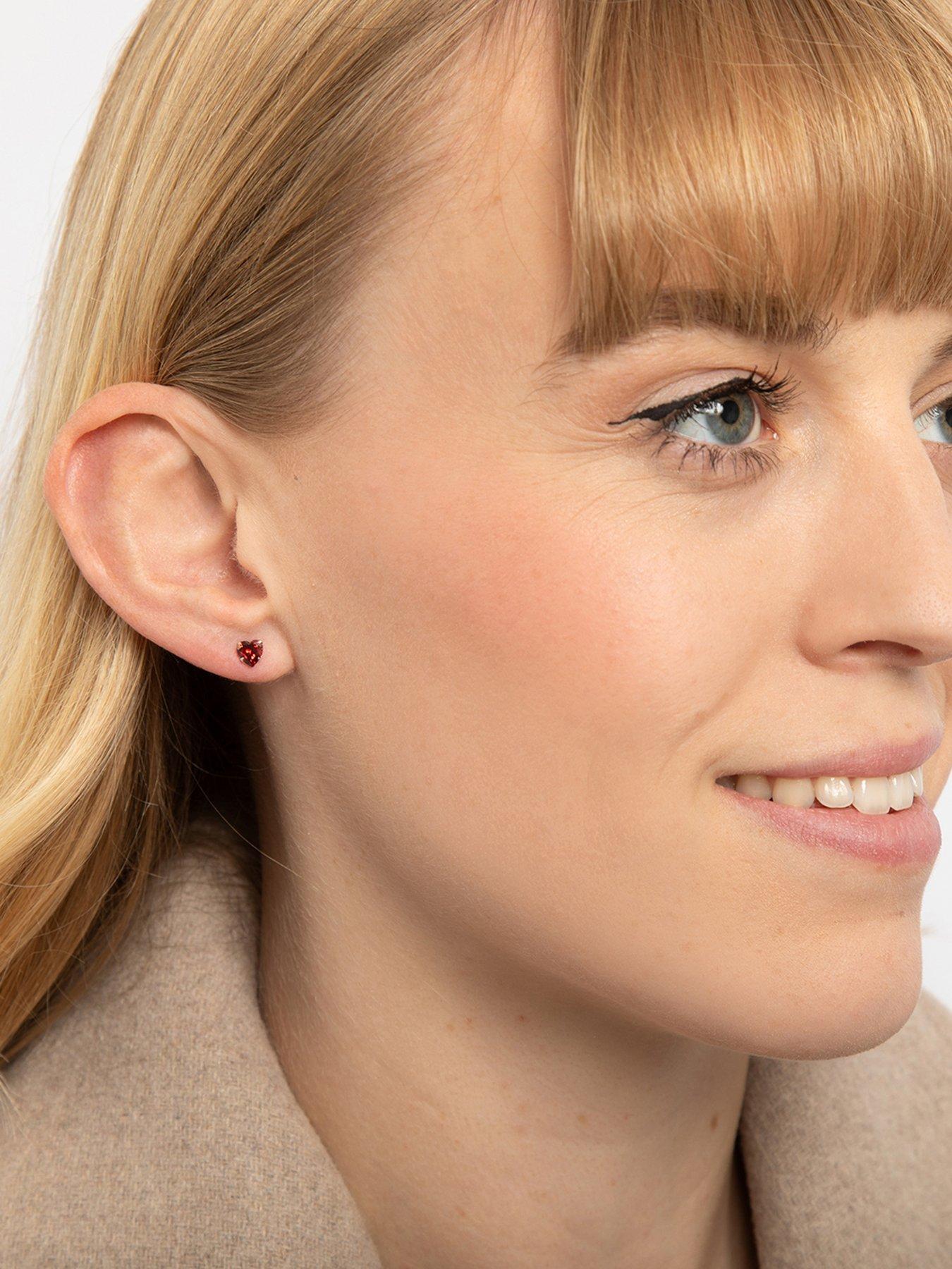  image of the-love-collection-sterling-silver-red-heart-cz-stud-earrings