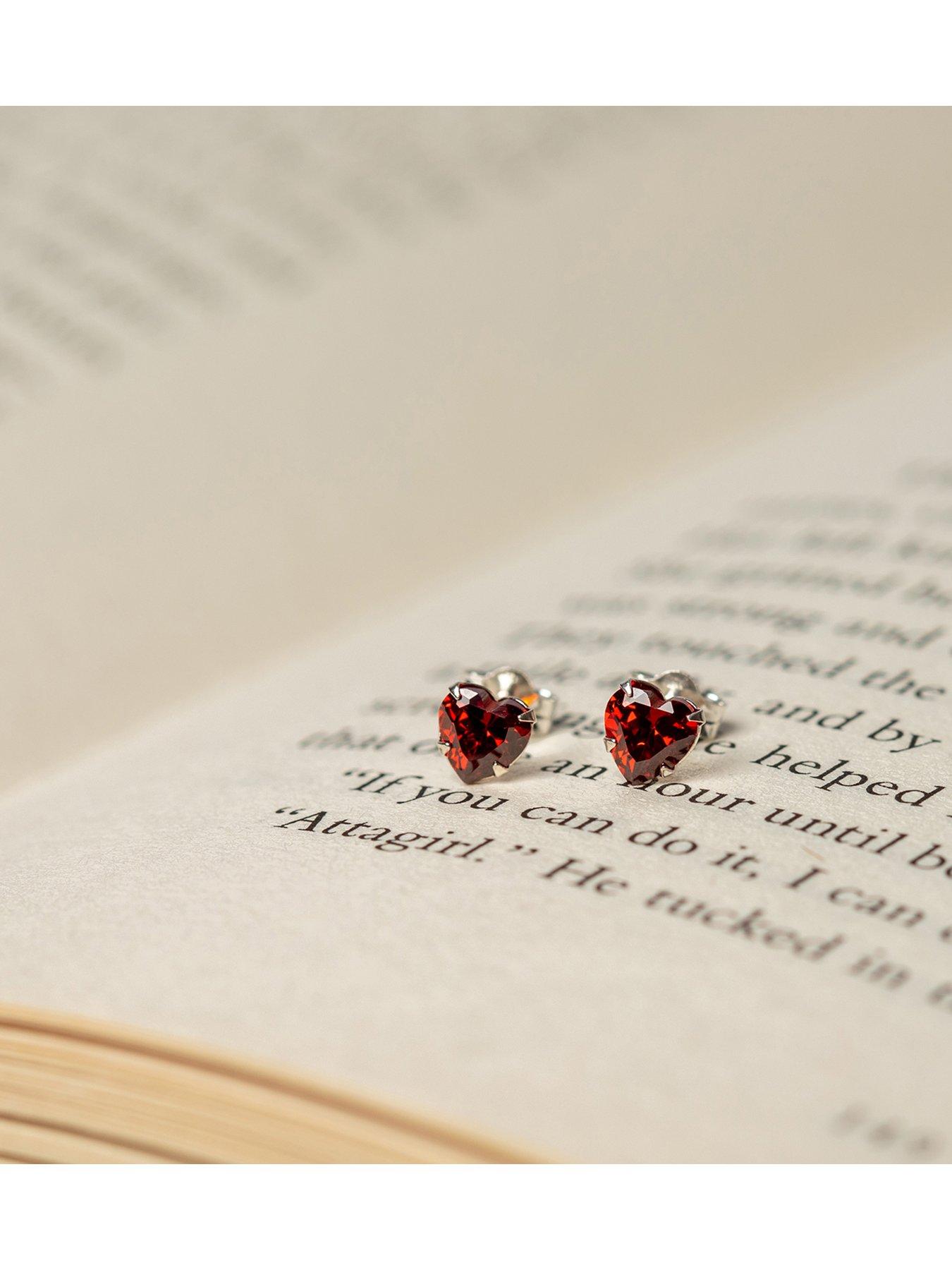  image of the-love-collection-sterling-silver-red-heart-cz-stud-earrings
