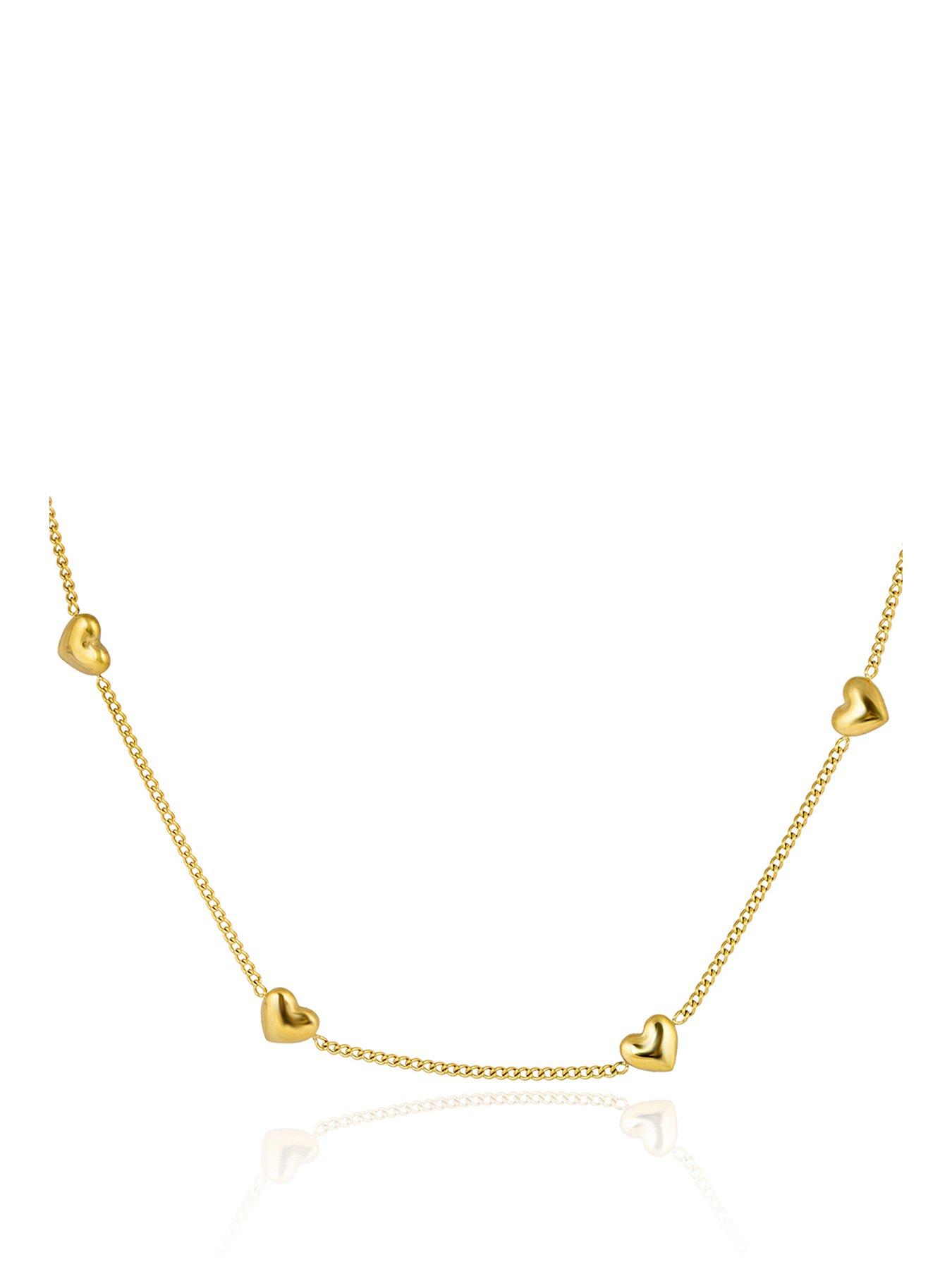 front image of the-love-collection-gold-plated-stainless-steel-multi-heart-necklace