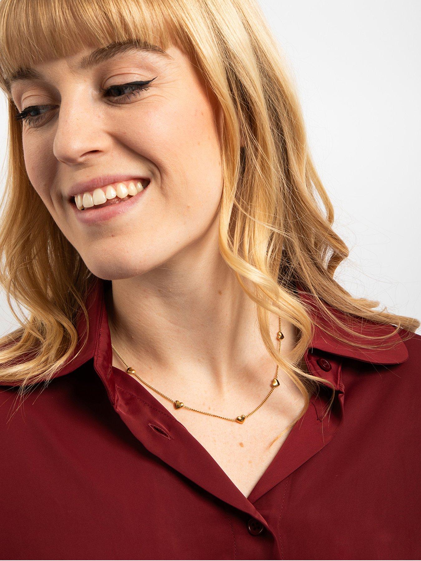  image of the-love-collection-gold-plated-stainless-steel-multi-heart-necklace