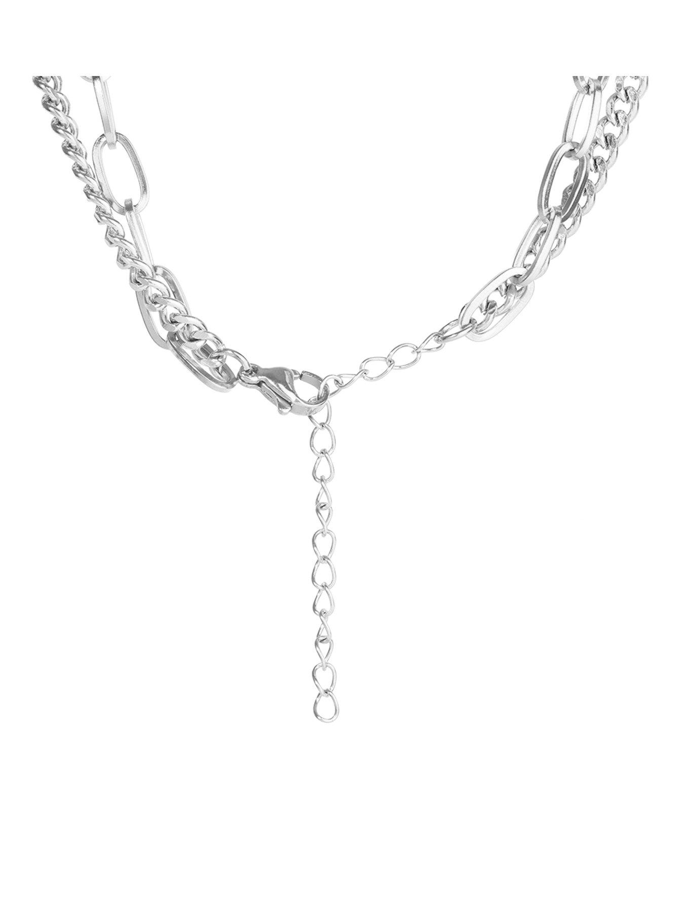 Image 3 of 5 of The Love Collection Stainless Steel Layered Heart Link Necklace