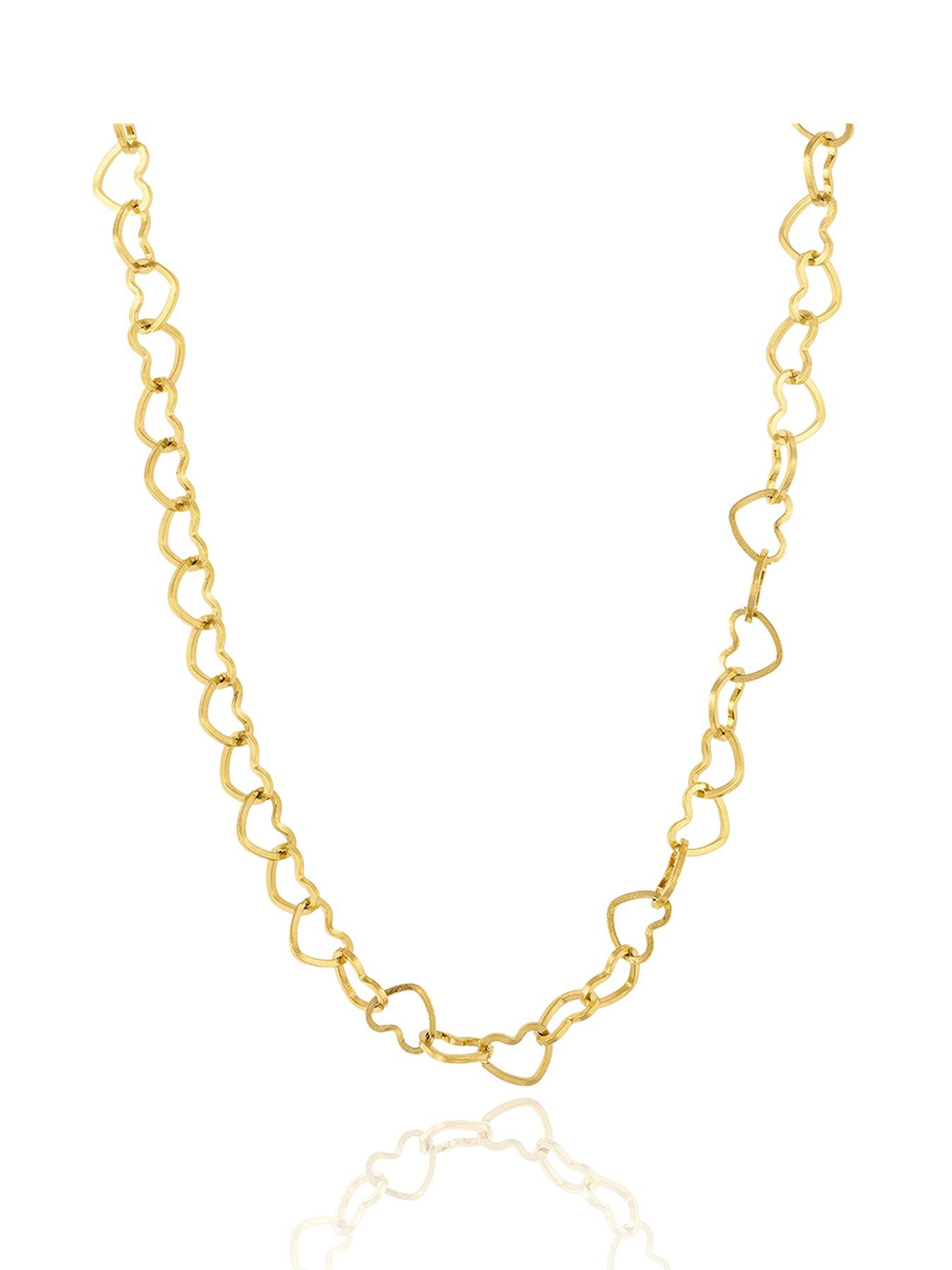 The Love Collection Gold Plated Stainless Steel Linked Heart Necklace