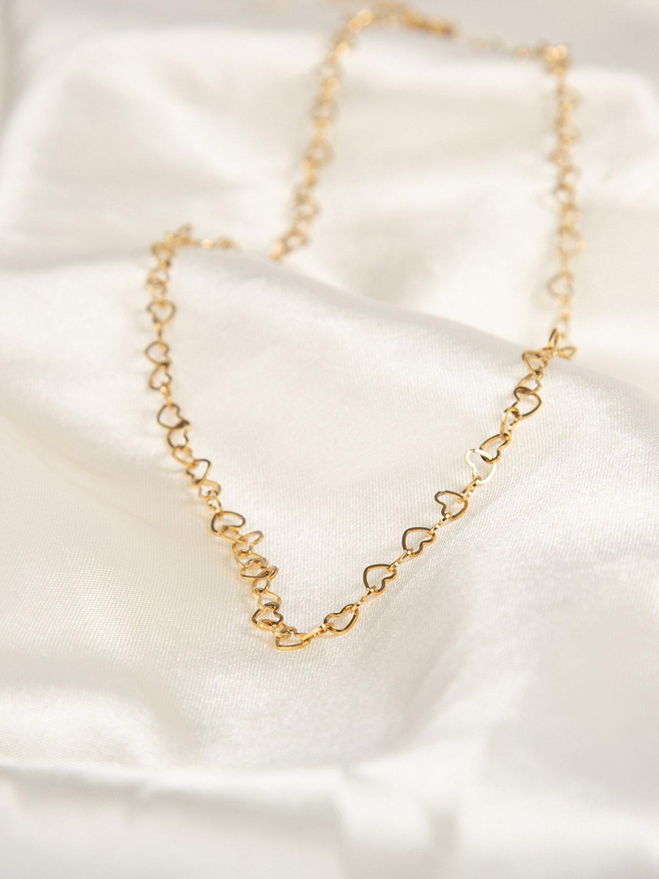  image of the-love-collection-gold-plated-stainless-steel-linked-heart-necklace