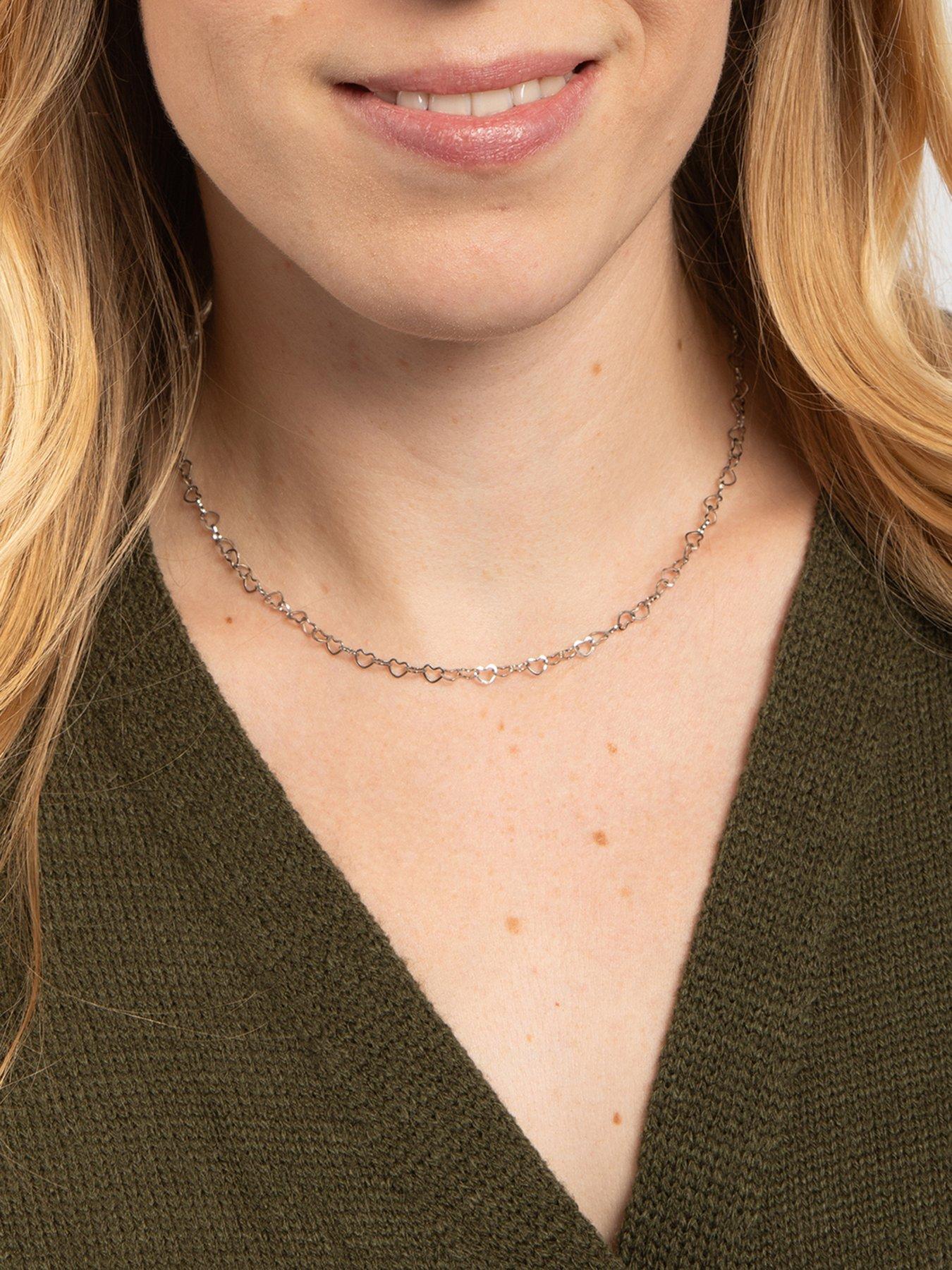  image of the-love-collection-stainless-steel-linked-heart-necklace