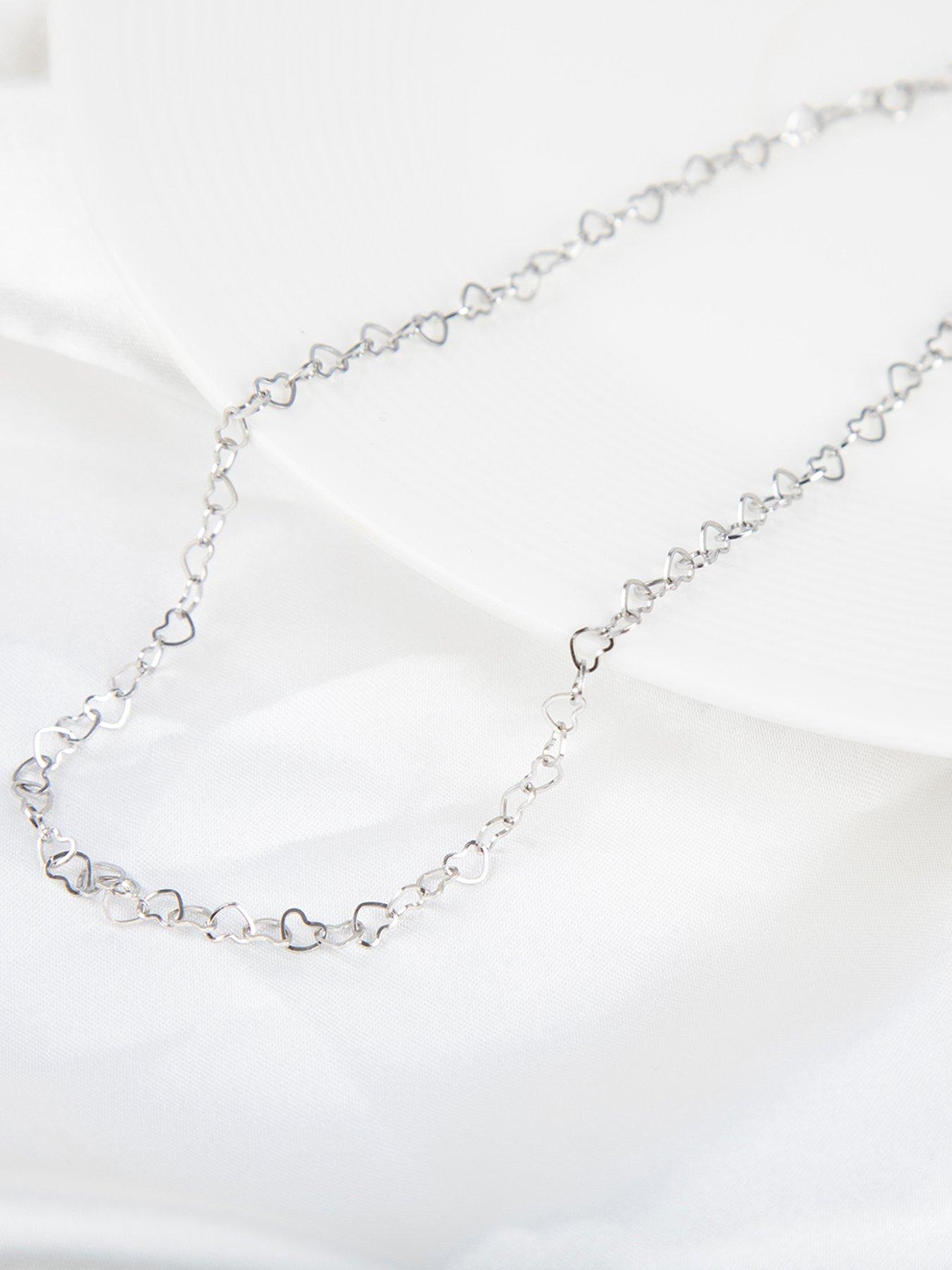  image of the-love-collection-stainless-steel-linked-heart-necklace