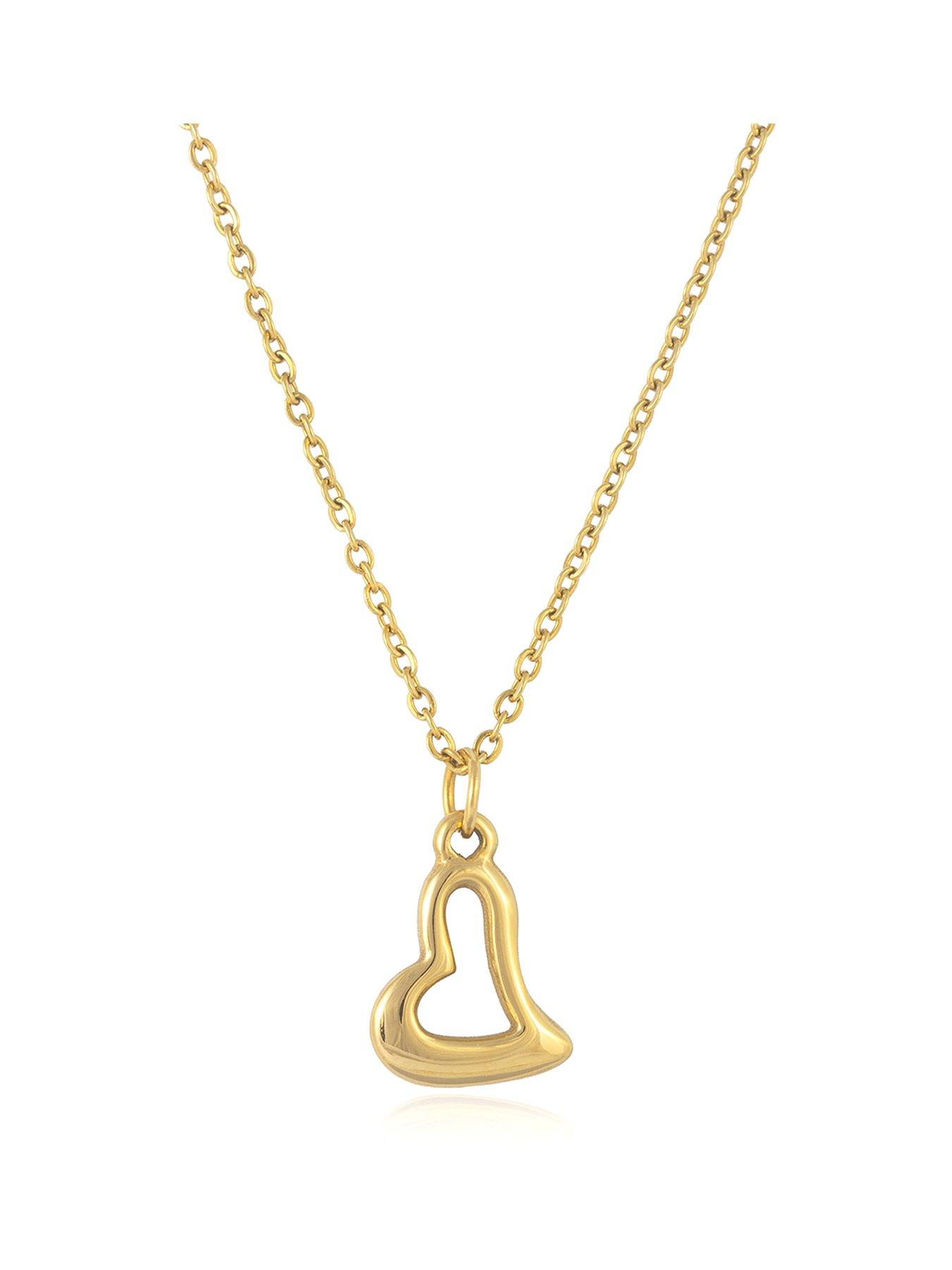  image of the-love-collection-gold-plated-stainless-steel-curved-heart-pendant-necklace