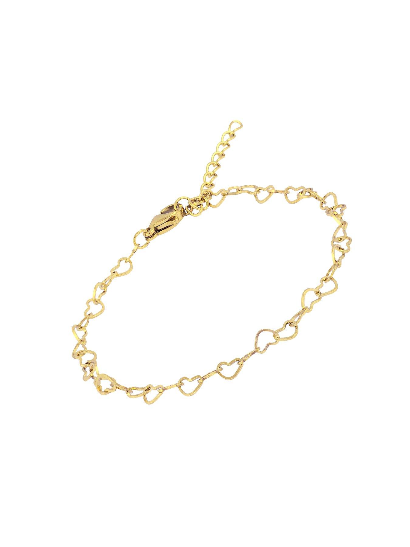  image of the-love-collection-gold-plated-stainless-steel-linked-heart-bracelet