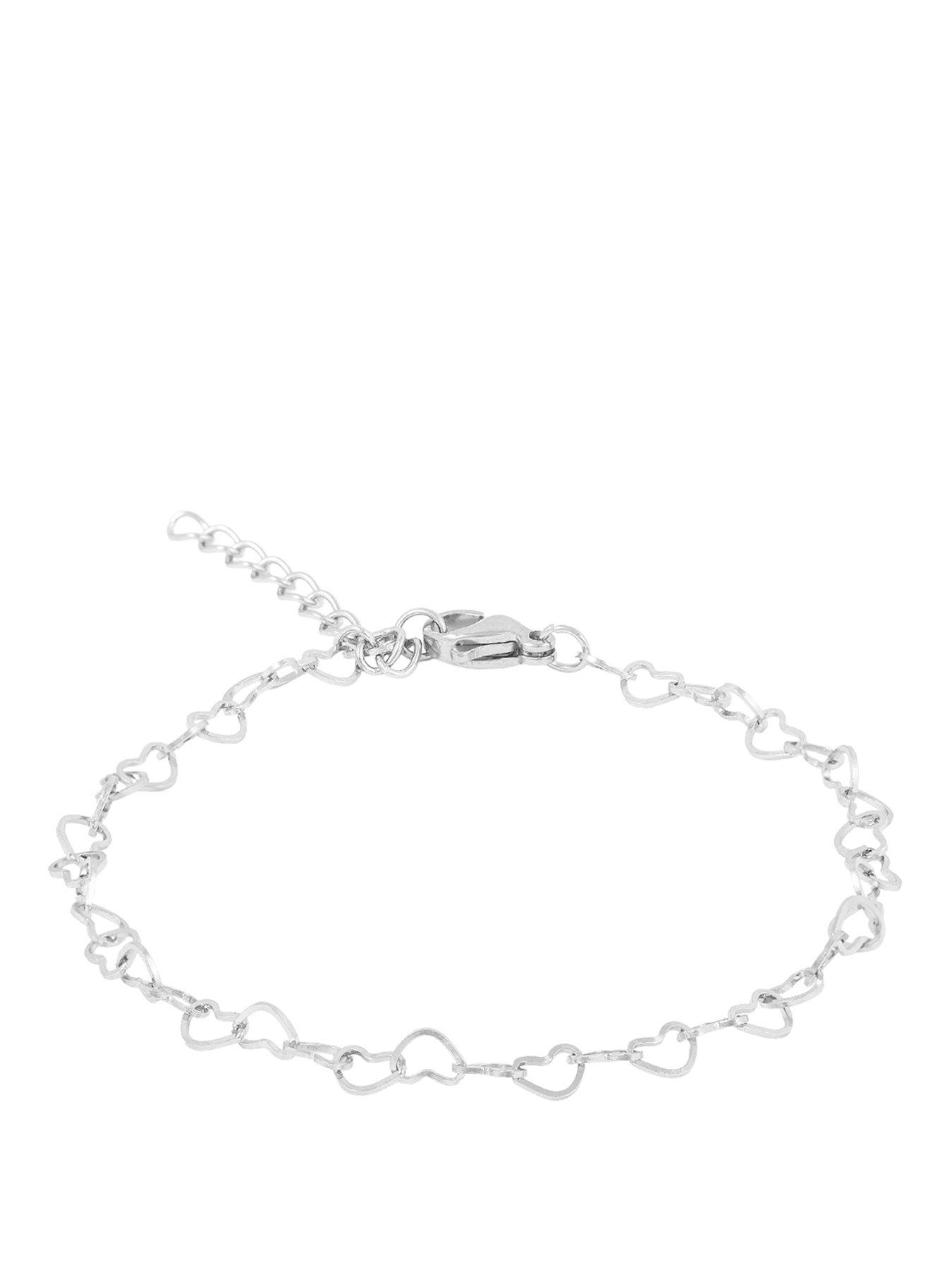 The Love Collection Stainless Steel Linked Heart Bracelet