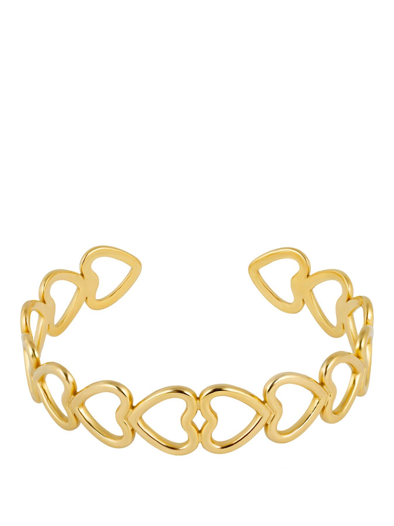 The Love Collection Gold Plated Stainless Steel Linked Heart Bangle