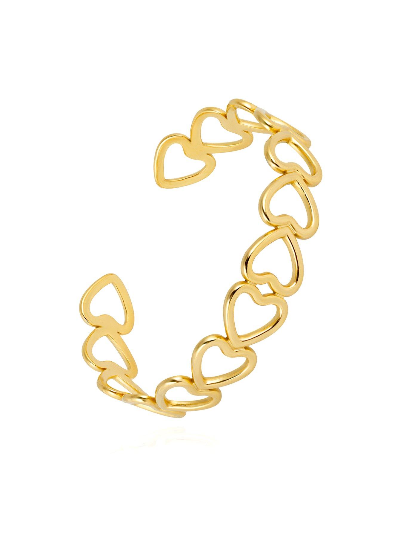  image of the-love-collection-gold-plated-stainless-steel-linked-heart-bangle