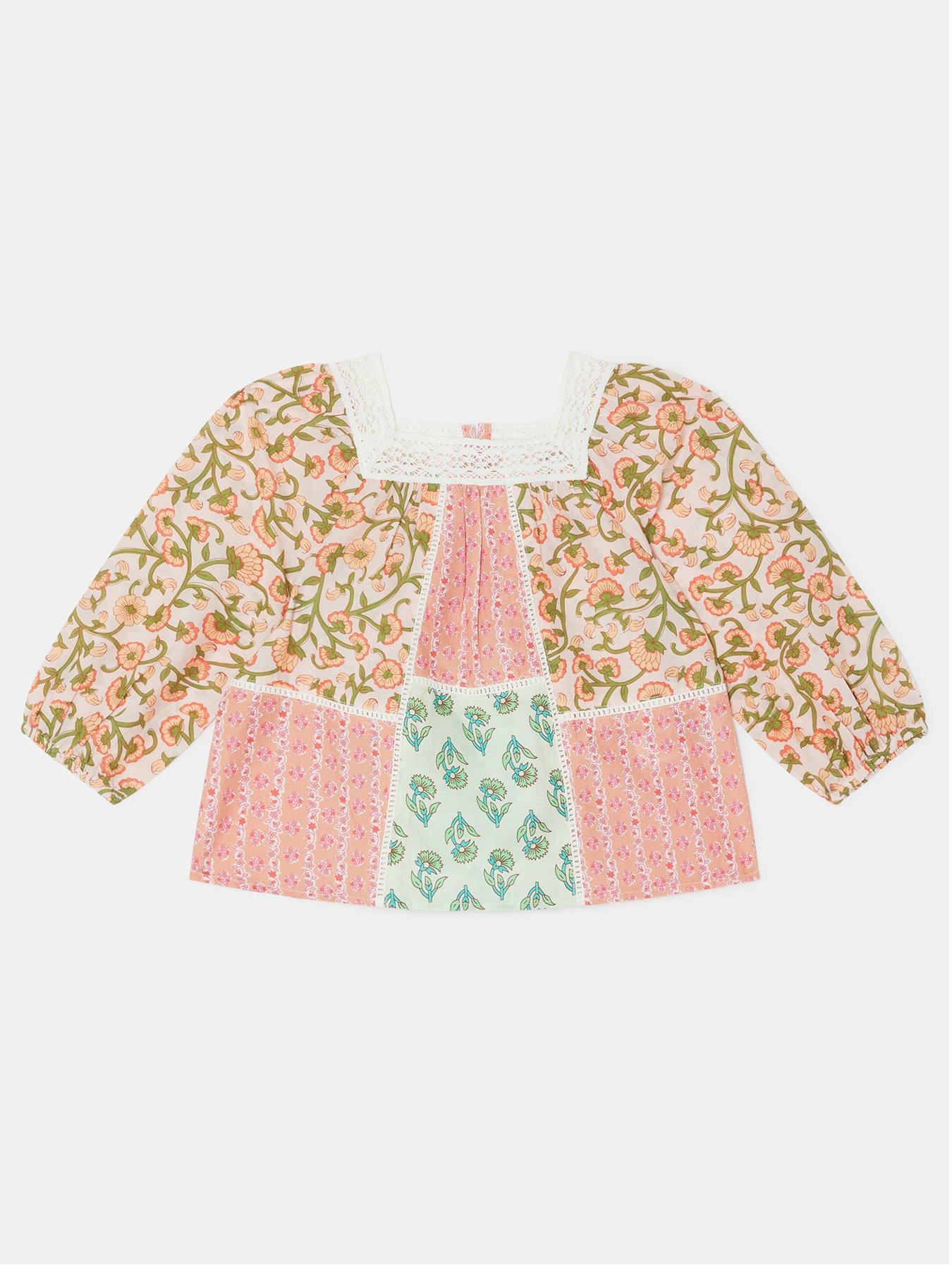 Accessorize Girls Floral Patchwork Top - Pink