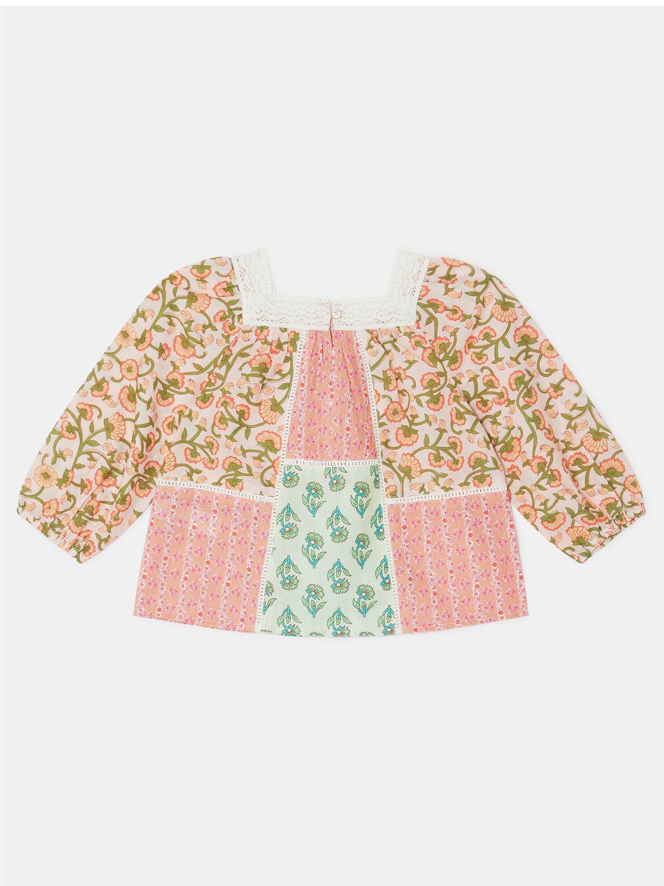  image of accessorize-girls-floral-patchwork-top-pink