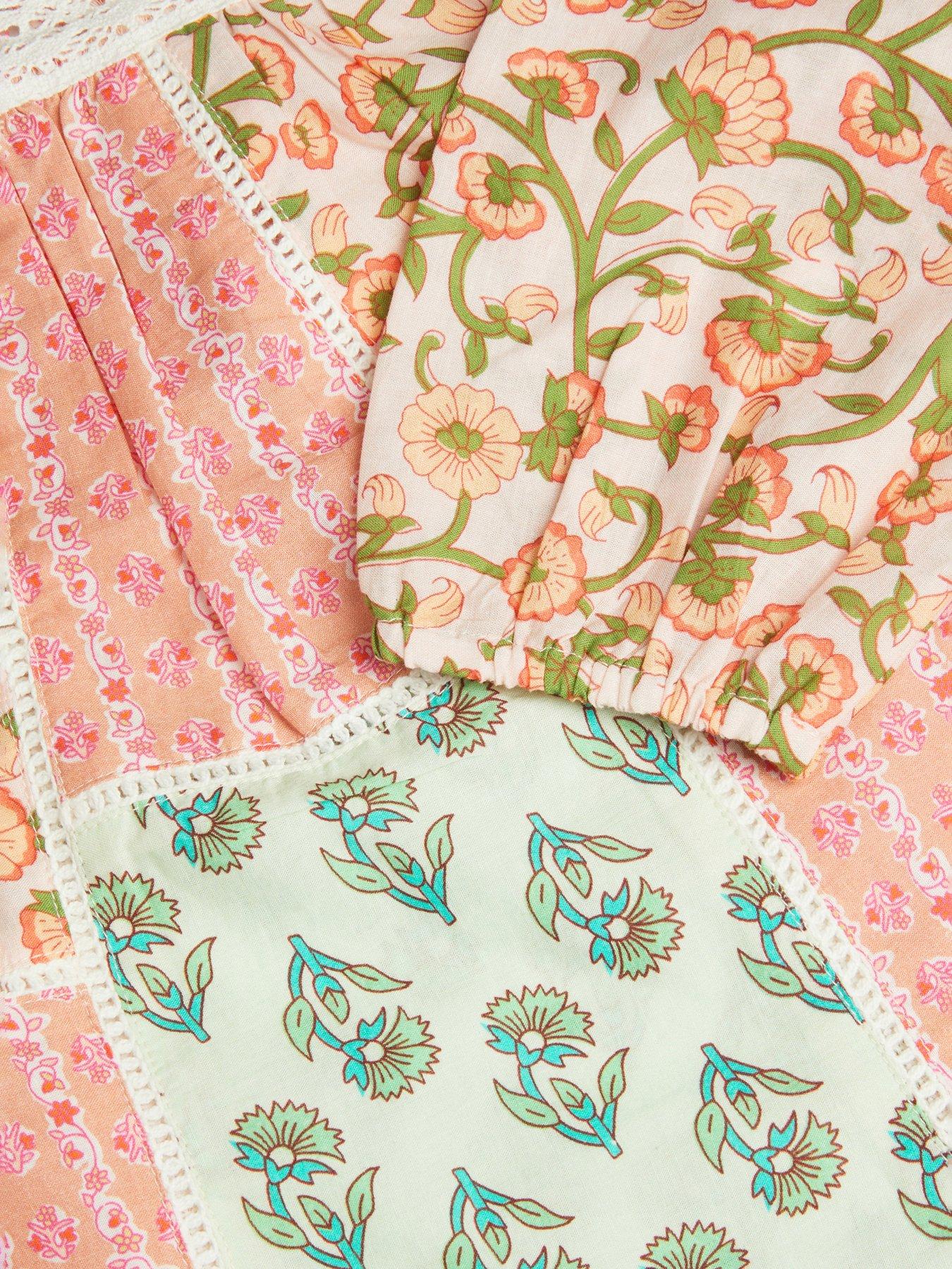  image of accessorize-girls-floral-patchwork-top-pink