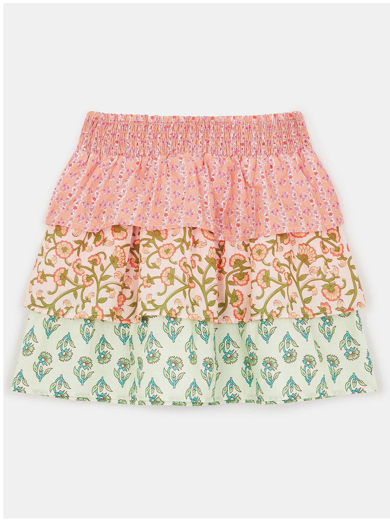Image 1 of 3 of Accessorize Girls Floral Ra Ra Skirt - Pink