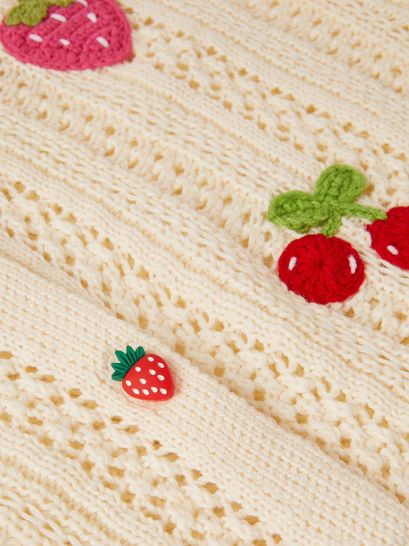 Image 3 of 3 of Accessorize Girls Fruit Cardigan - Light Cream