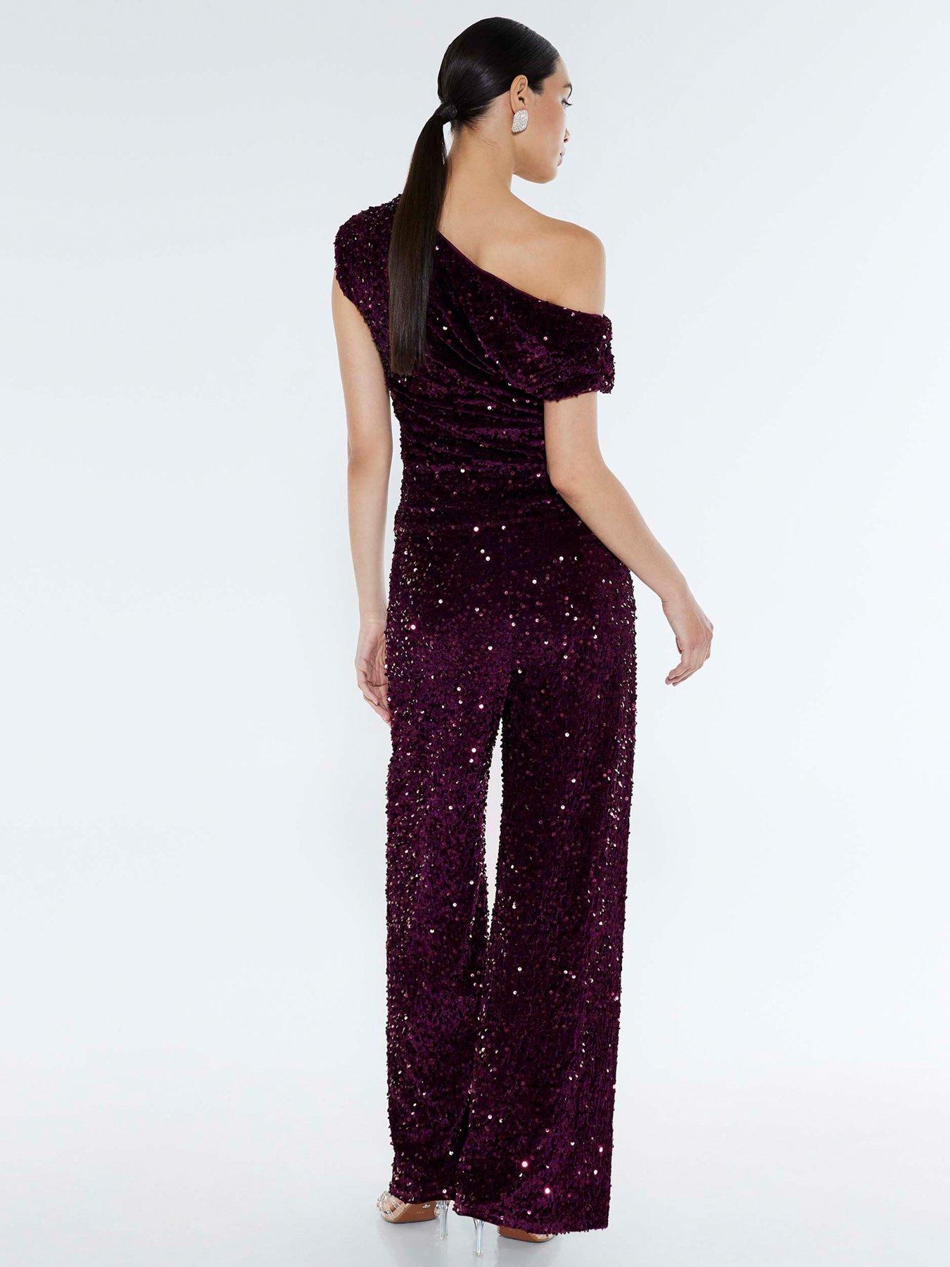 Image 2 of 4 of River Island Pull On Velvet Sequin Trouser - Red