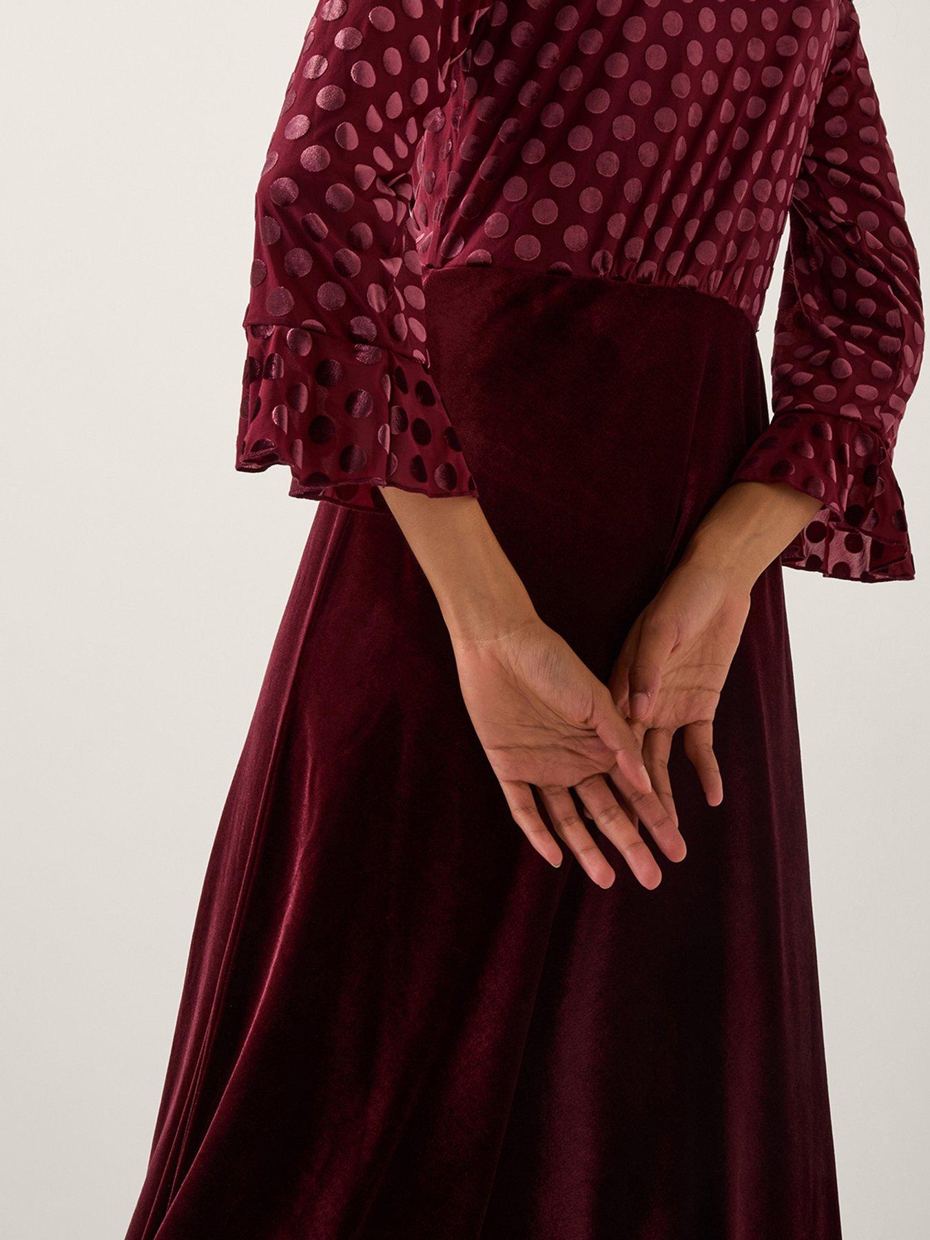 monsoon red velvet dress Buy Monsoon Red Cynthia Puff Sleeve Velvet Midi Dress from Next USA