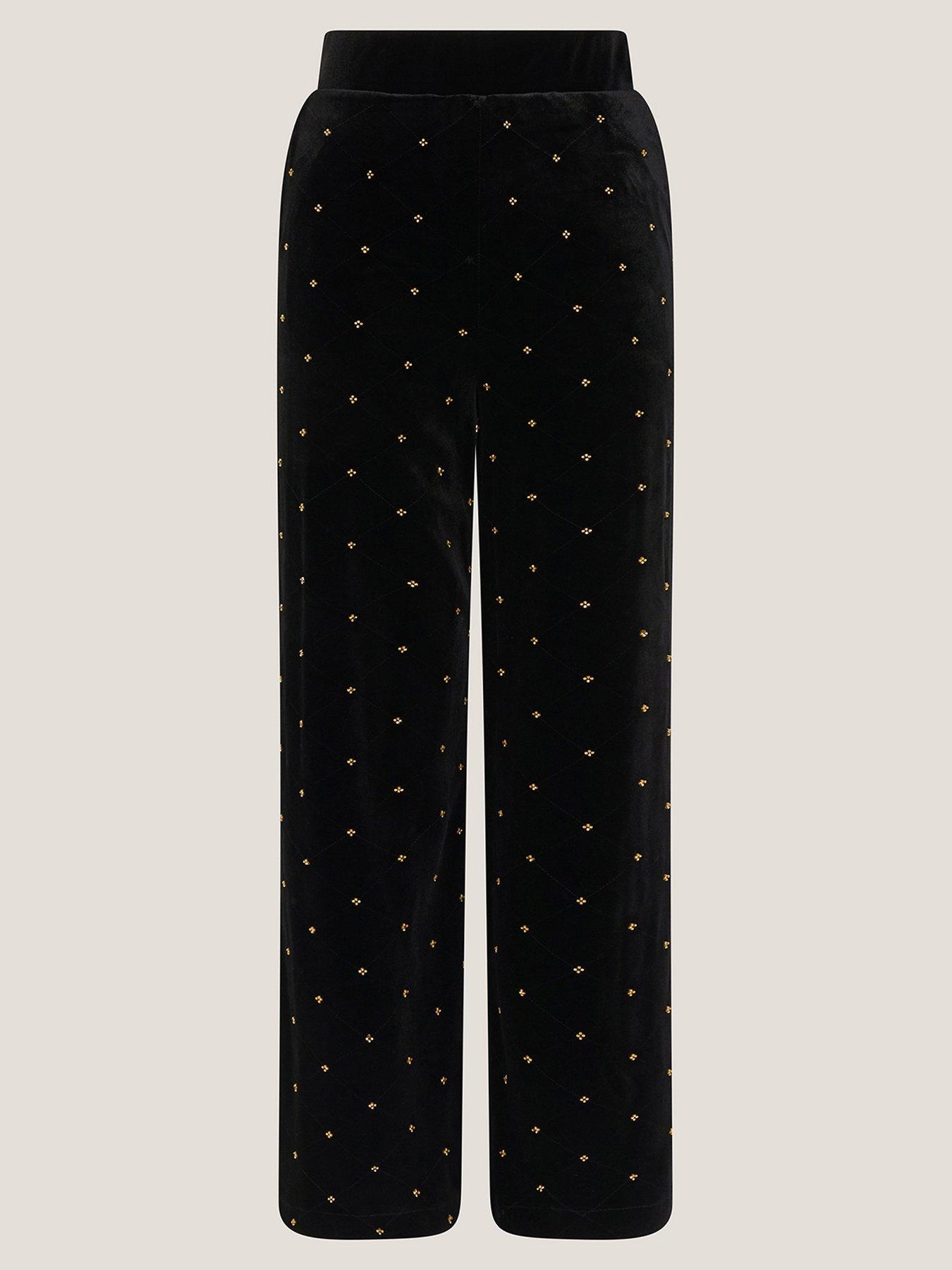 Image 5 of 5 of Monsoon Emma Embellished Velvet Trouser - Black