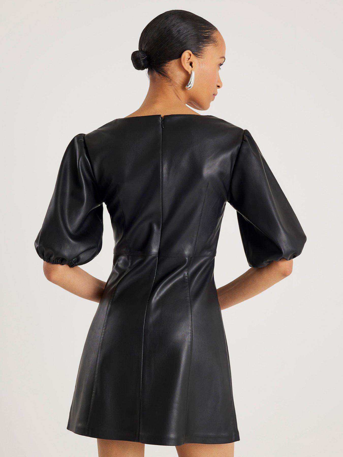 river island black leather dress Buy River Island Black Faux Leather Belted Collar Shirt Mini Dress from  Next USA