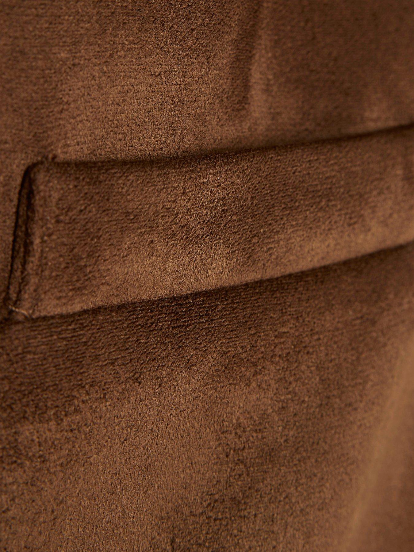 Image 6 of 6 of River Island Collarless Suedette Blazer - Brown