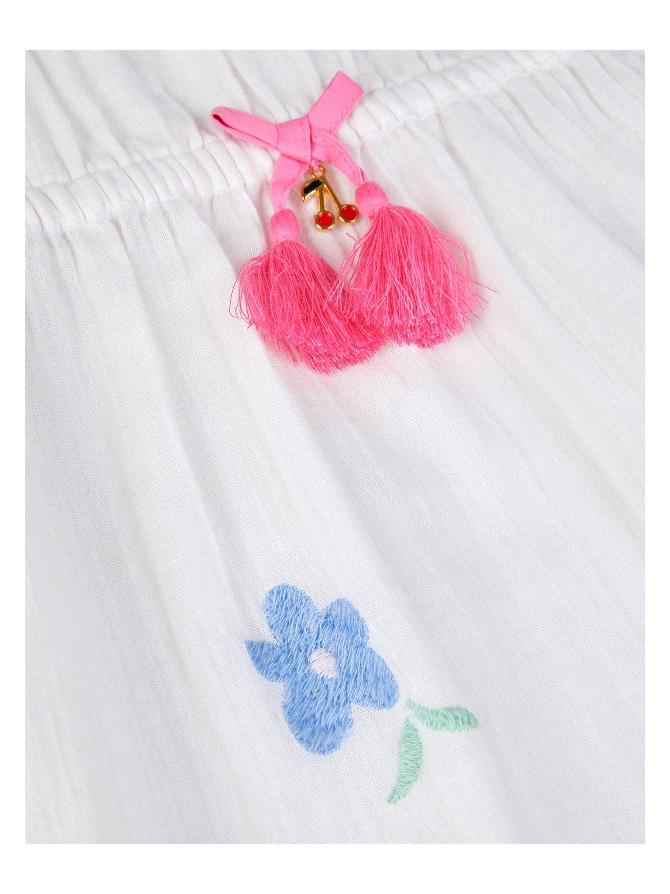 Image 3 of 3 of Accessorize Girls Embroidered Kaftan - White
