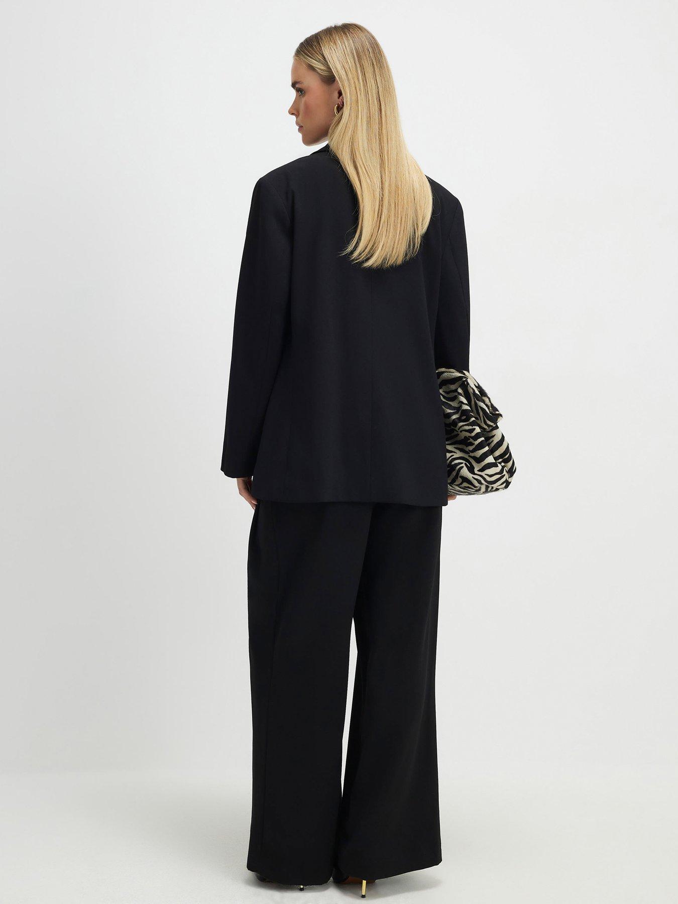  image of river-island-wide-leg-trouser-black