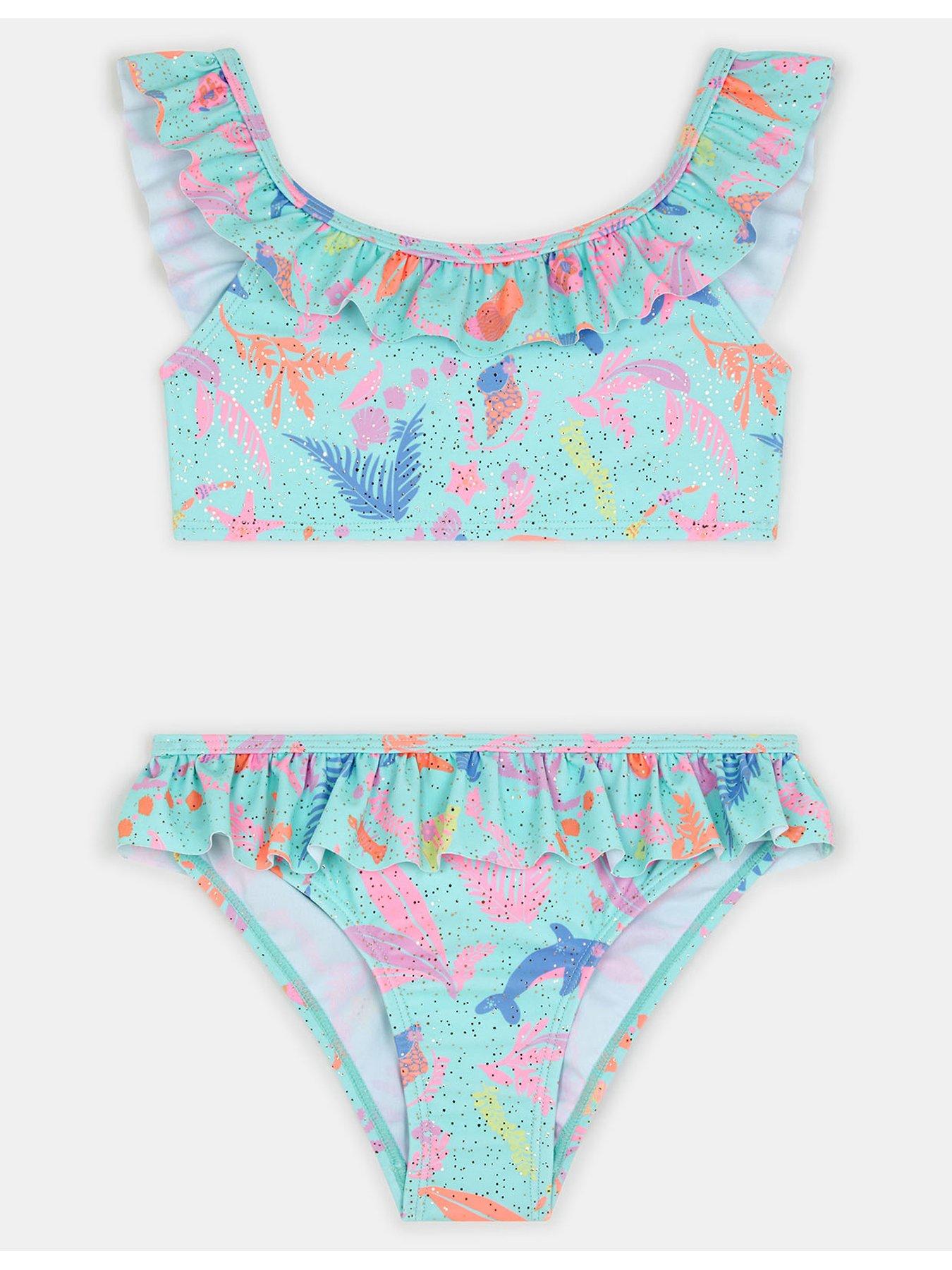 Image 1 of 3 of Accessorize Girls Sealife Frill Bikini - Multi